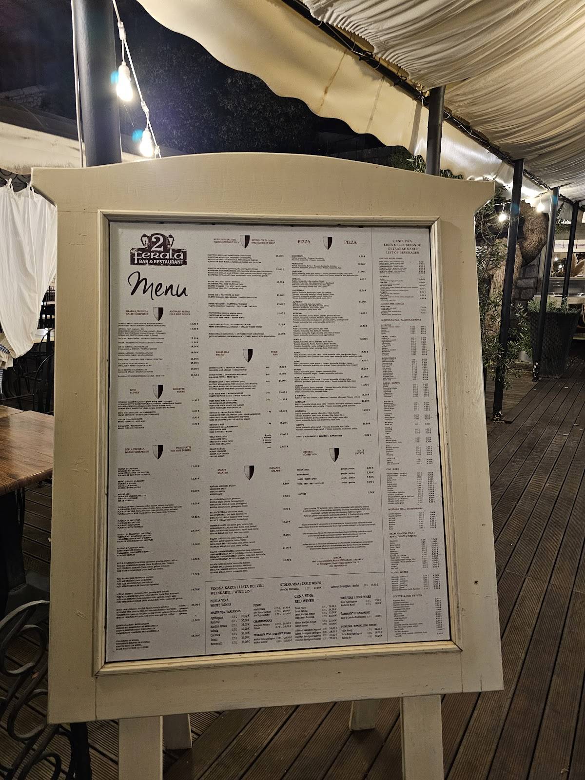 Menu di Restaurant Dva Ferala 