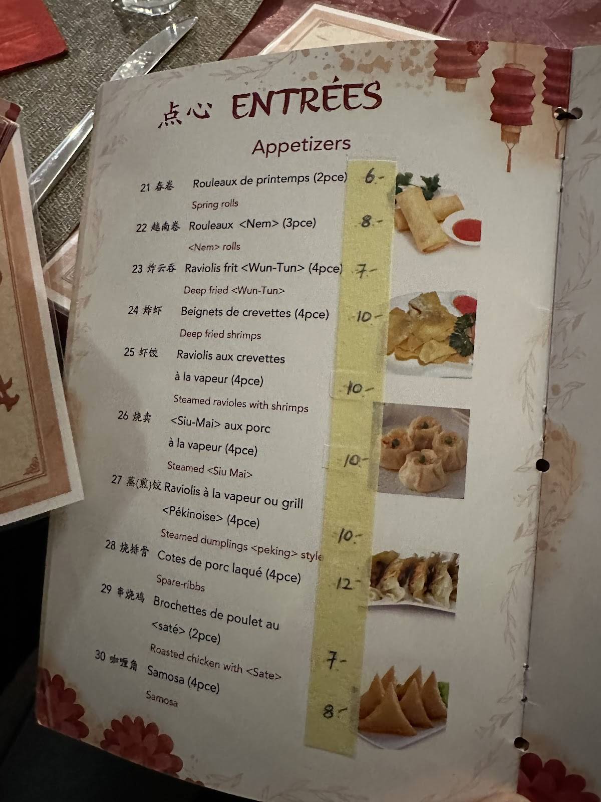 Menu di Restaurant Le Lotus 