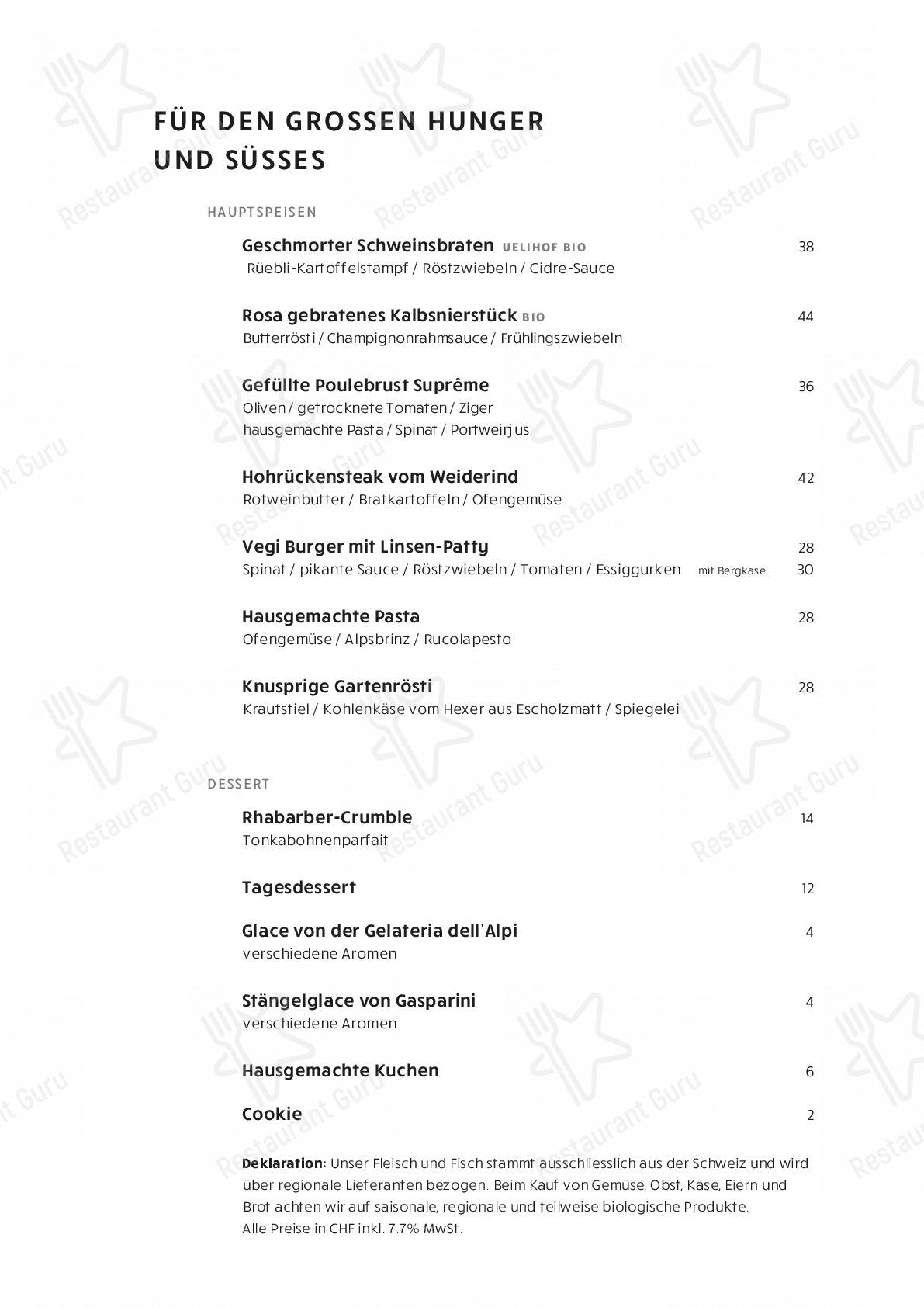 Menu di Restaurant Libelle - pasti e bevande
