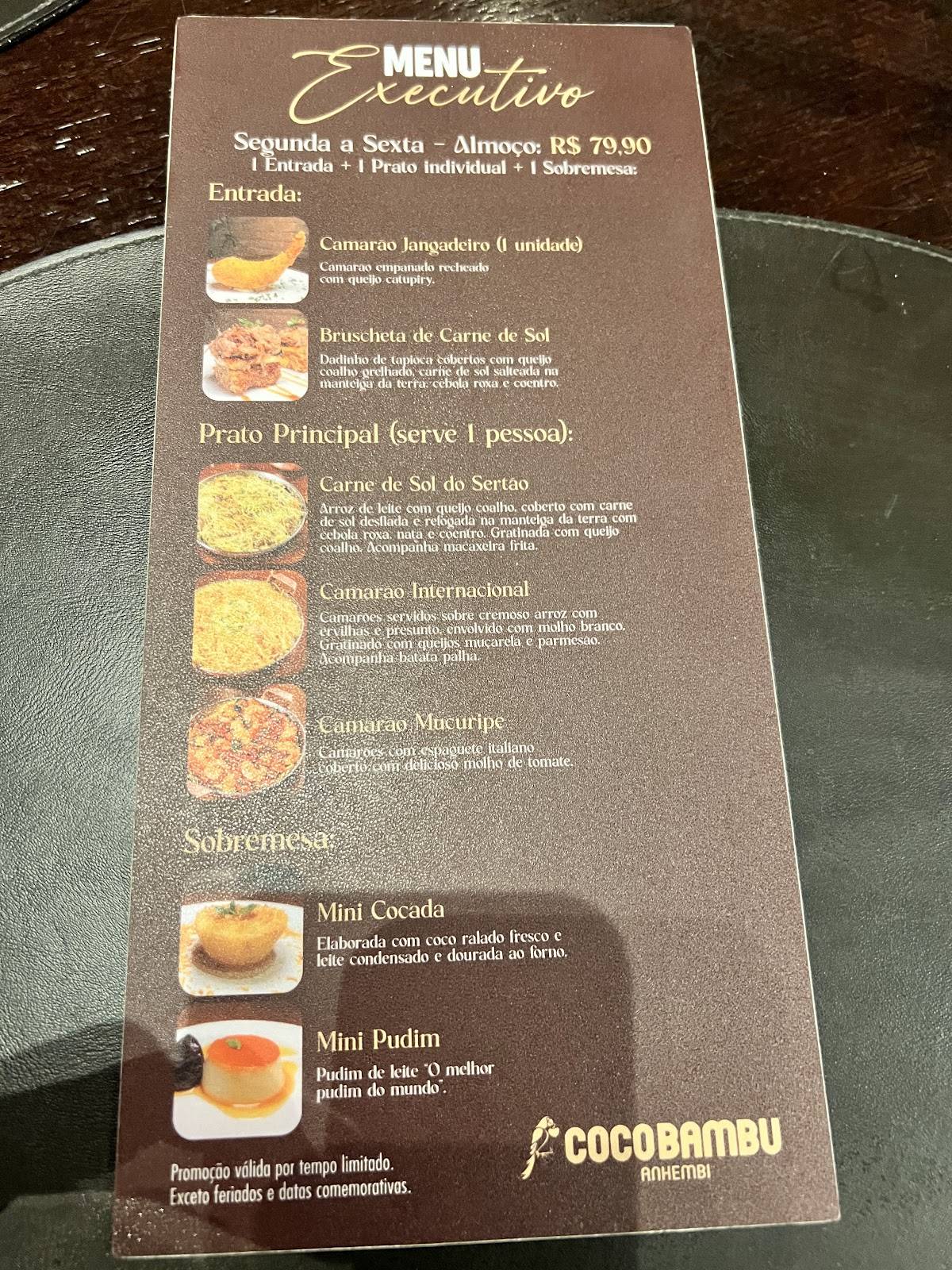 Restaurante Coco Bambu Anhembi cardápio