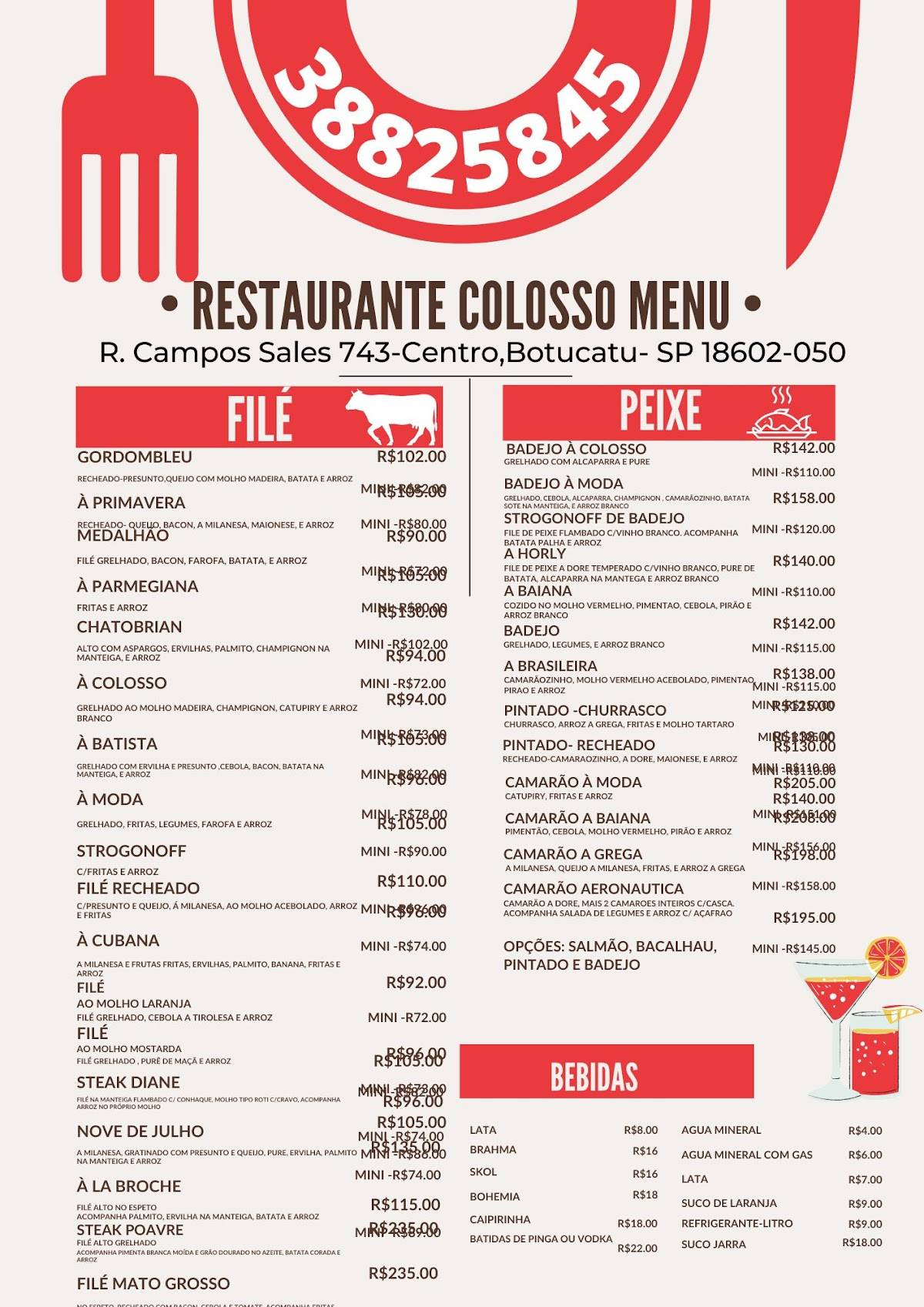Restaurante Colosso cardápio