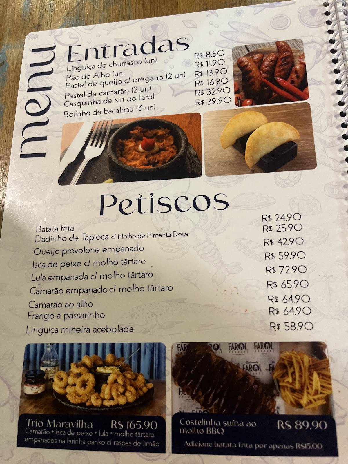 Restaurante Farol do Forte cardápio