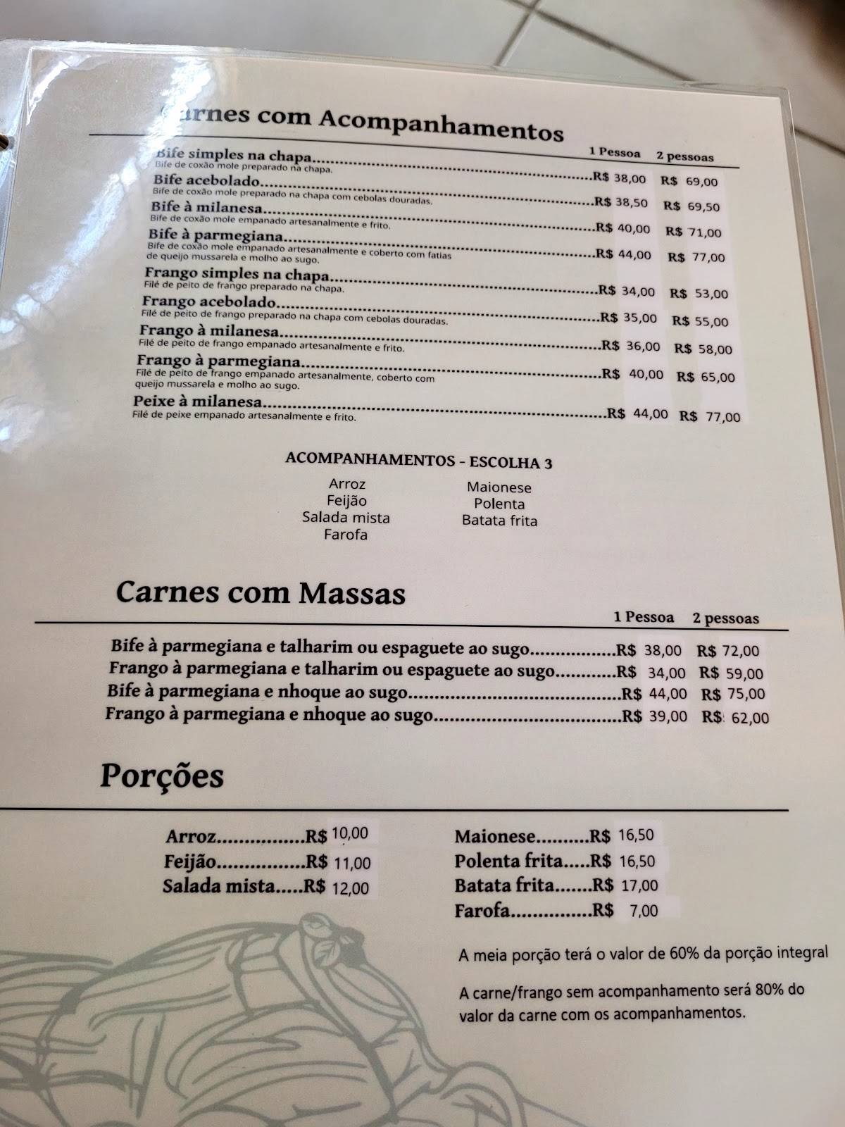 Restaurante Nonna Giovanna cardápio