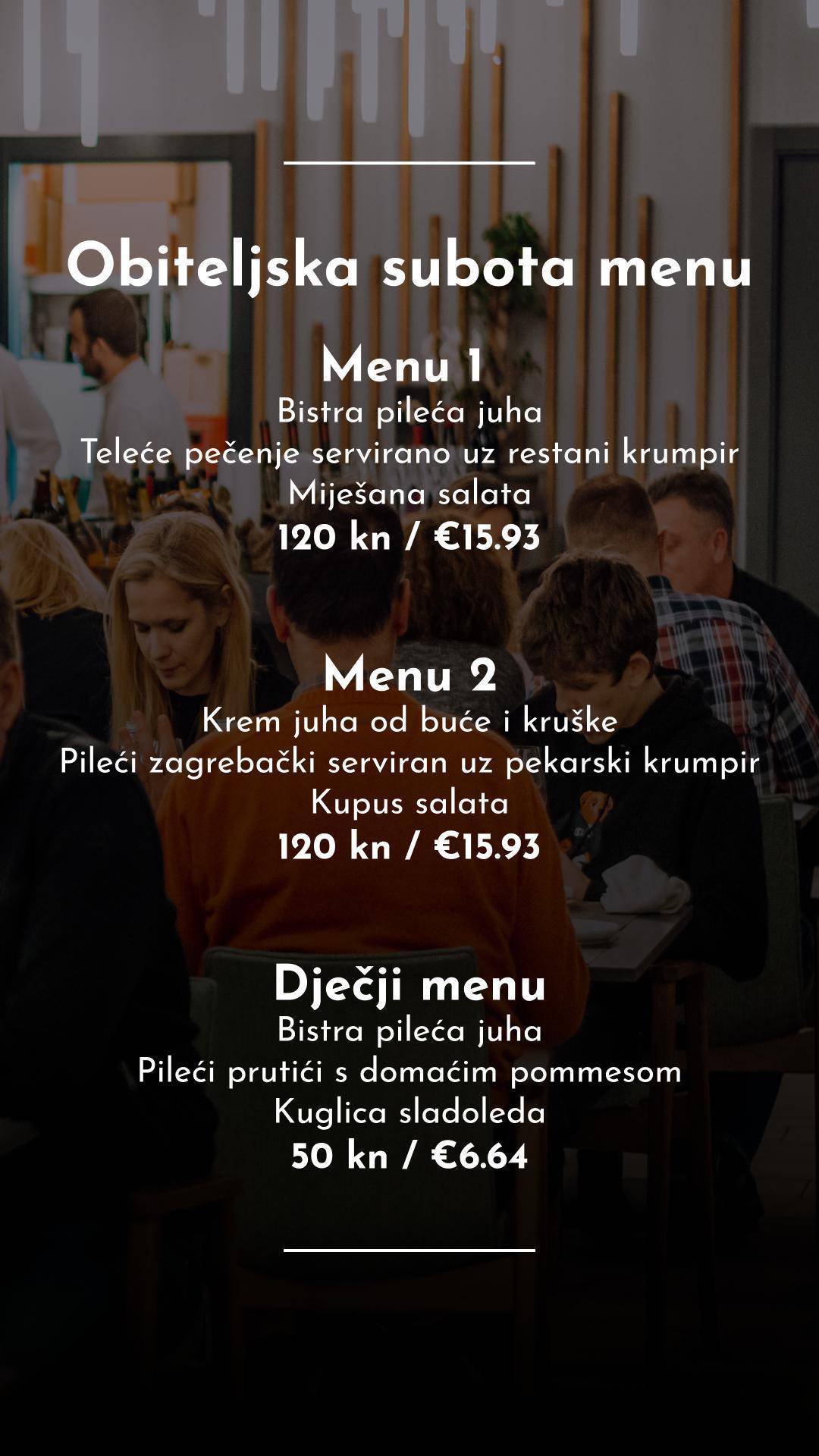 Menu di Restoran Matrix 
