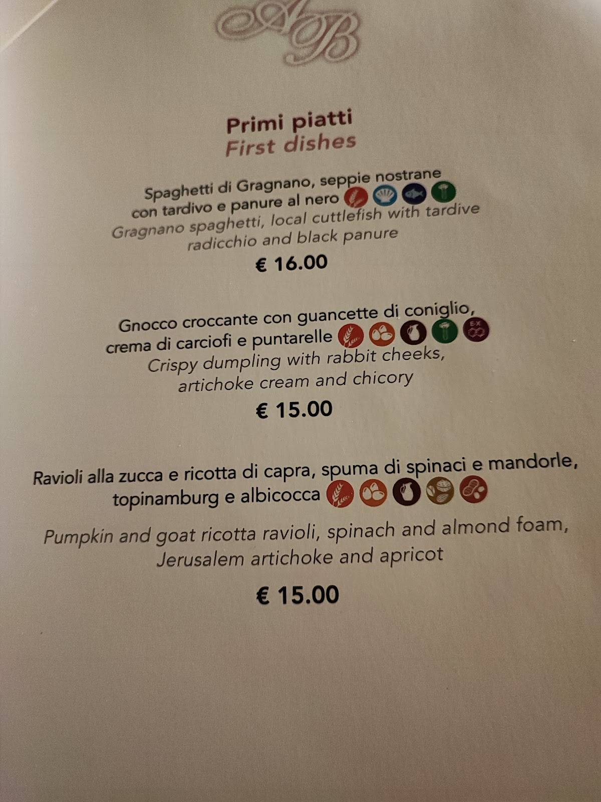 Menu di Ristorante Al Bàcar 