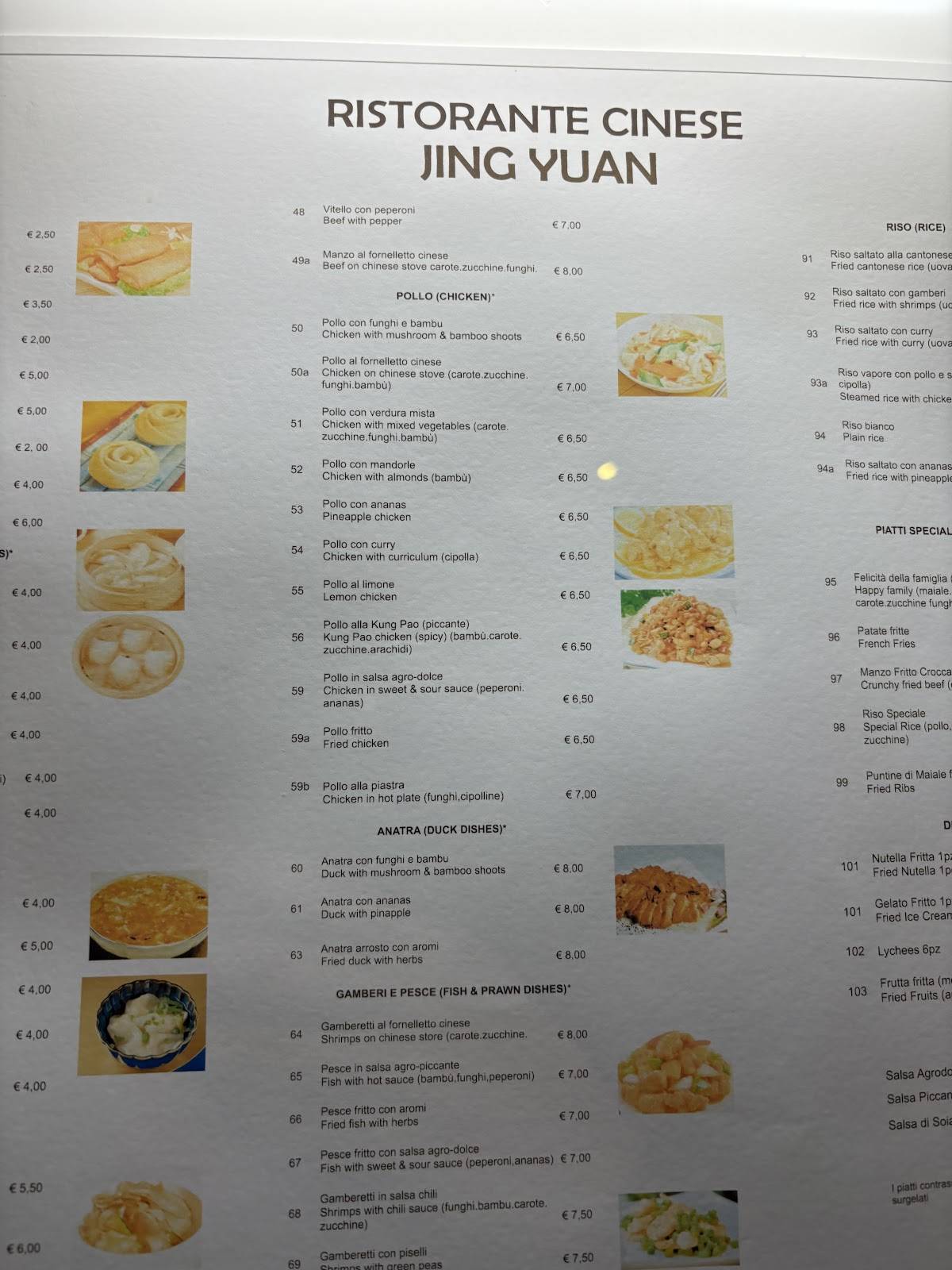 Menu de Ristorante Cinese Jing Yuan
