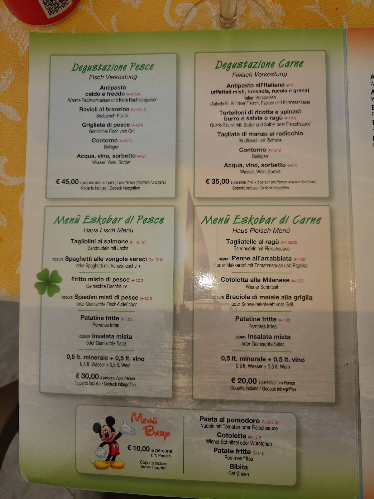 Menu di Ristorante Eskobar