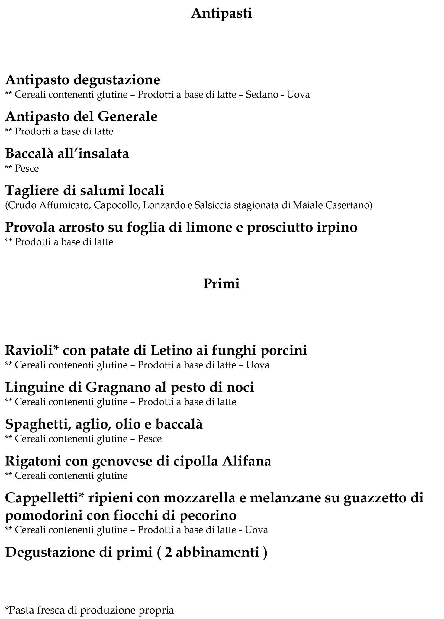 Menu di Ristorante Il Generale 