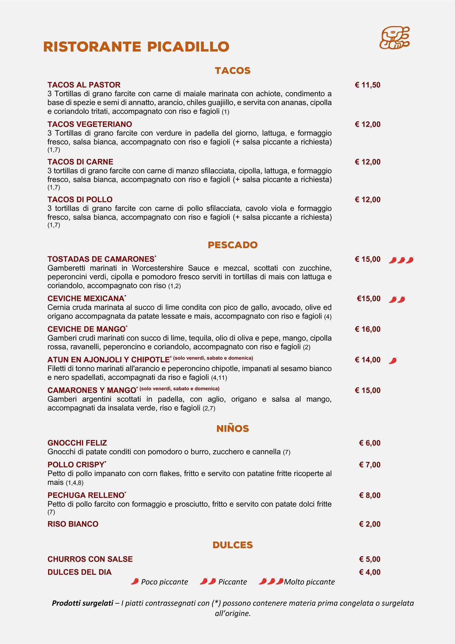 Menu di Ristorante Messicano Picadillo 
