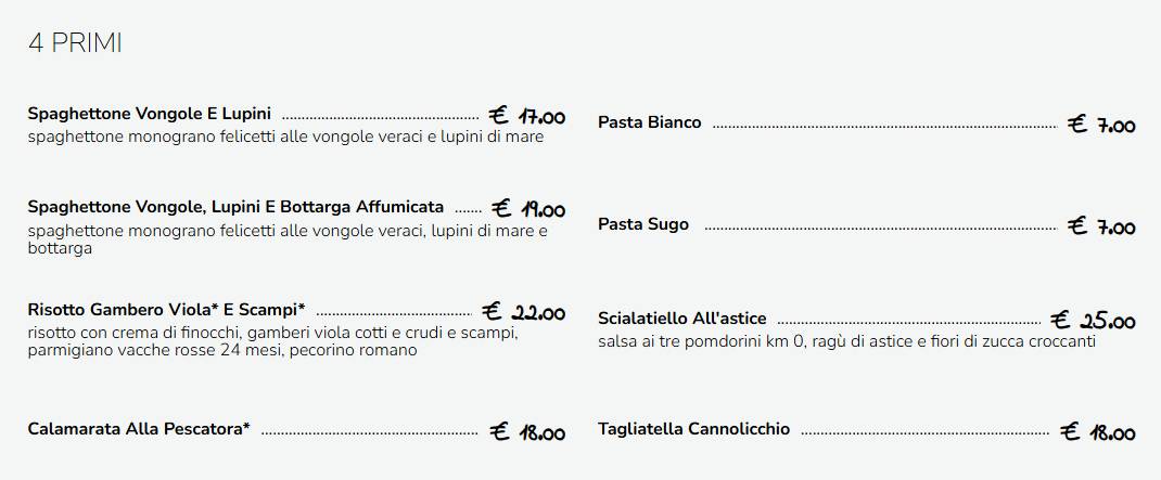 Menu di Papeete Beach - Ristorante e bar Ladispoli 