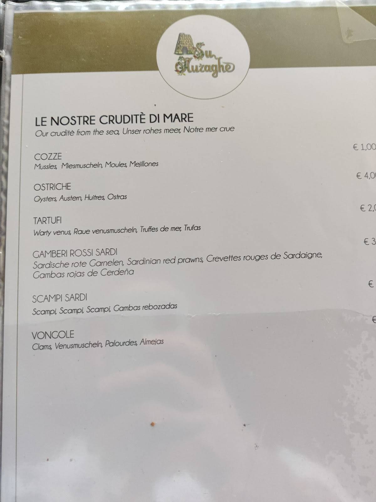 Menu di Ristorante Rocca 'ja 
