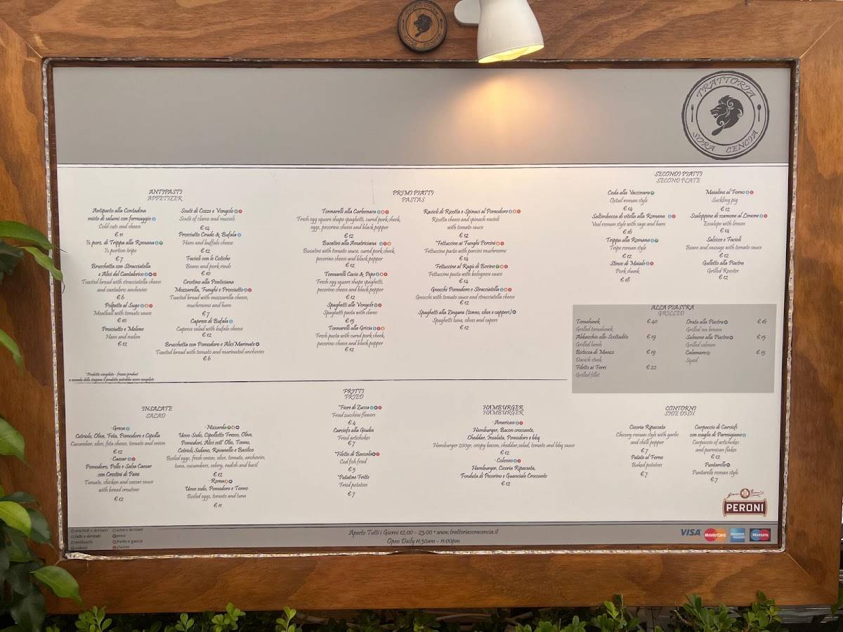 Menu di Ristorante da Cencia 