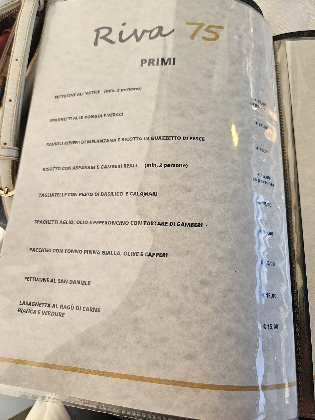 Menu di Riva 75 