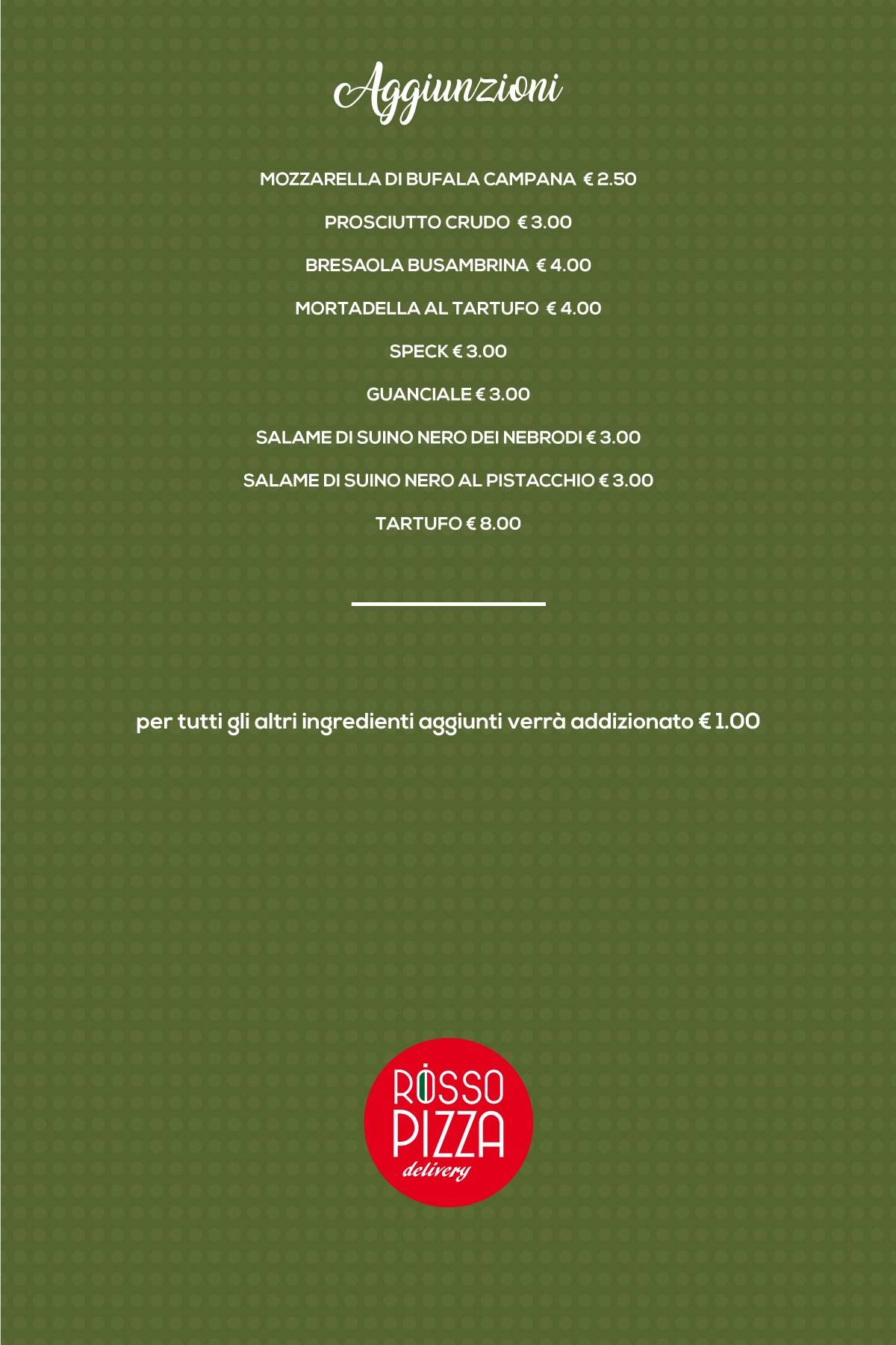 Menu di Rosso Pizza 