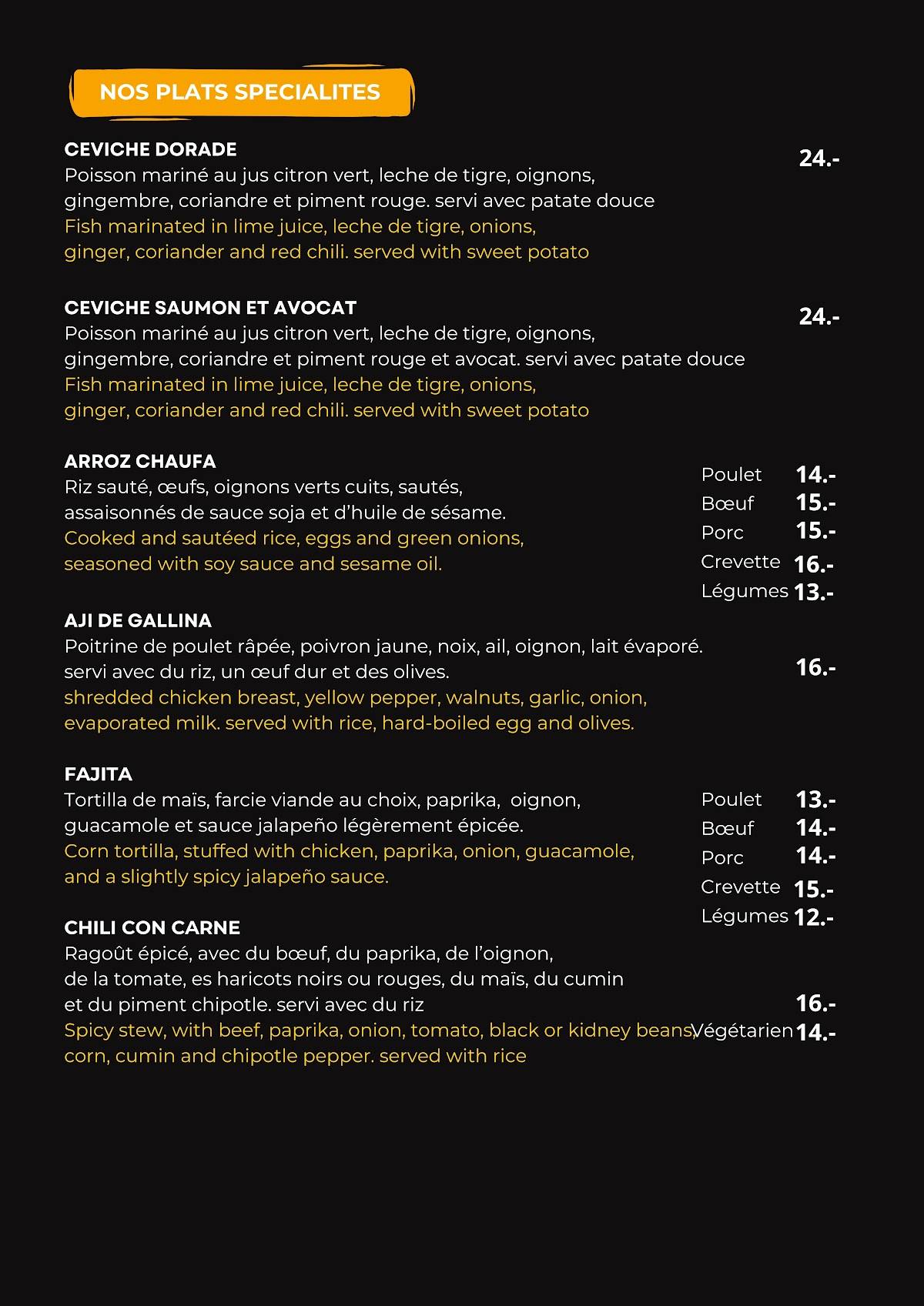 Menu di SAZON DE ALEX 