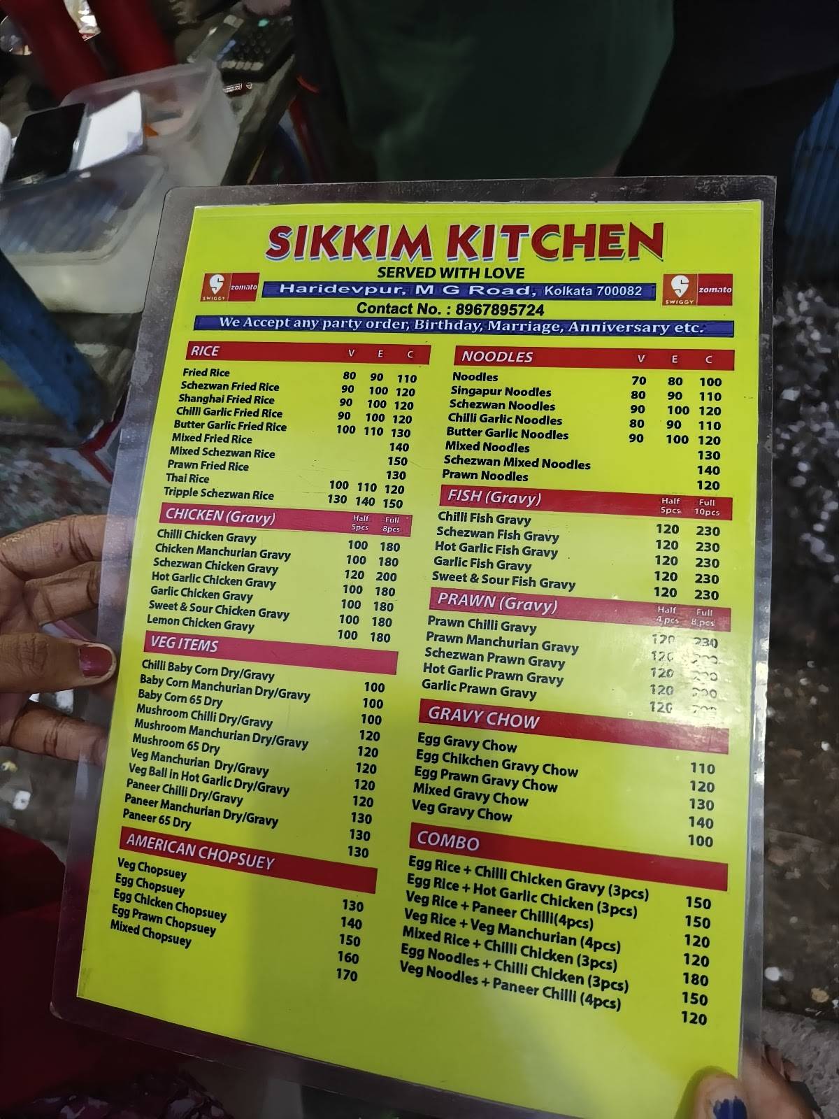 SIKKIM KITCHEN menu