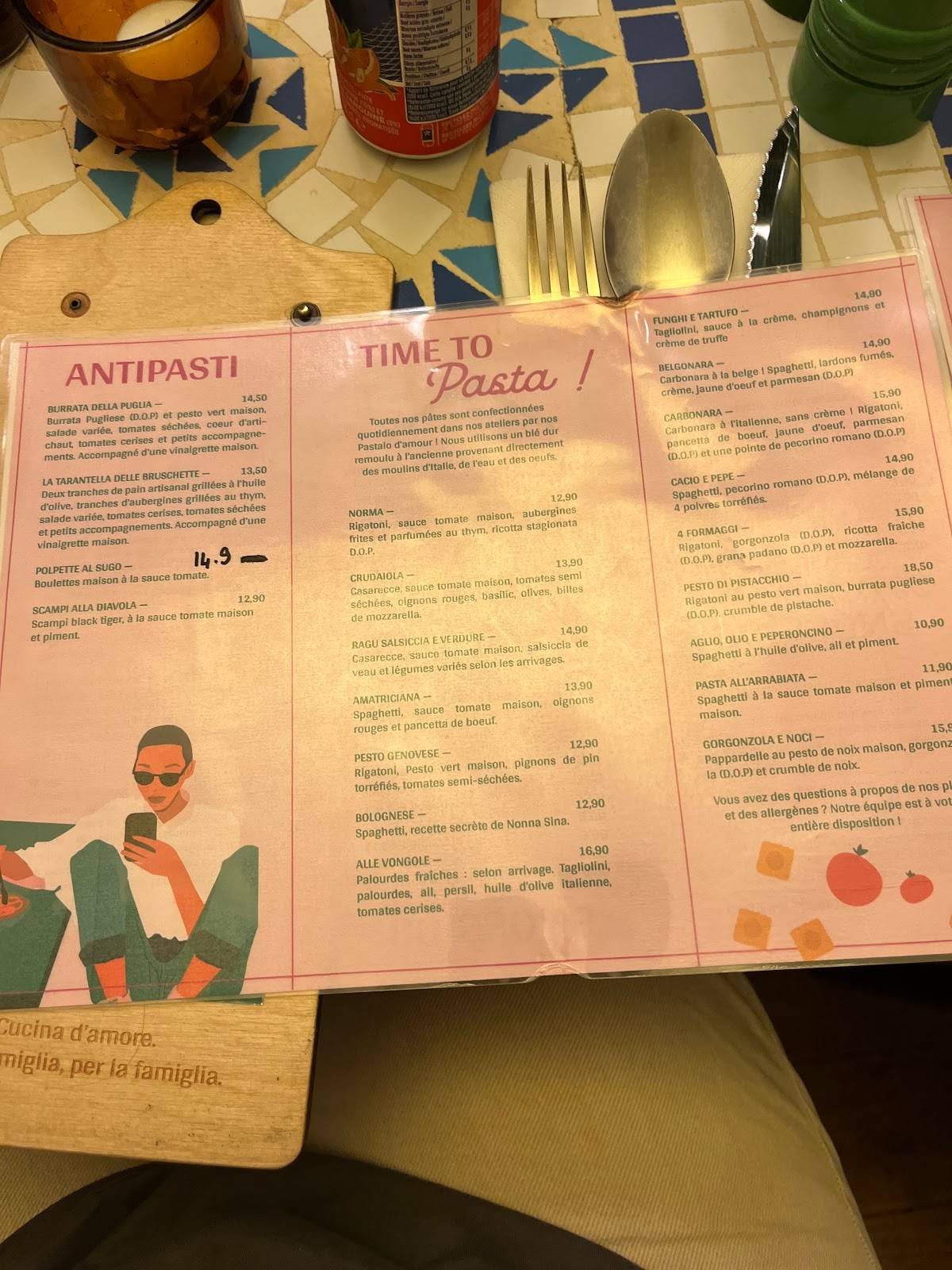 Menu de SINA PASTA - FOREST