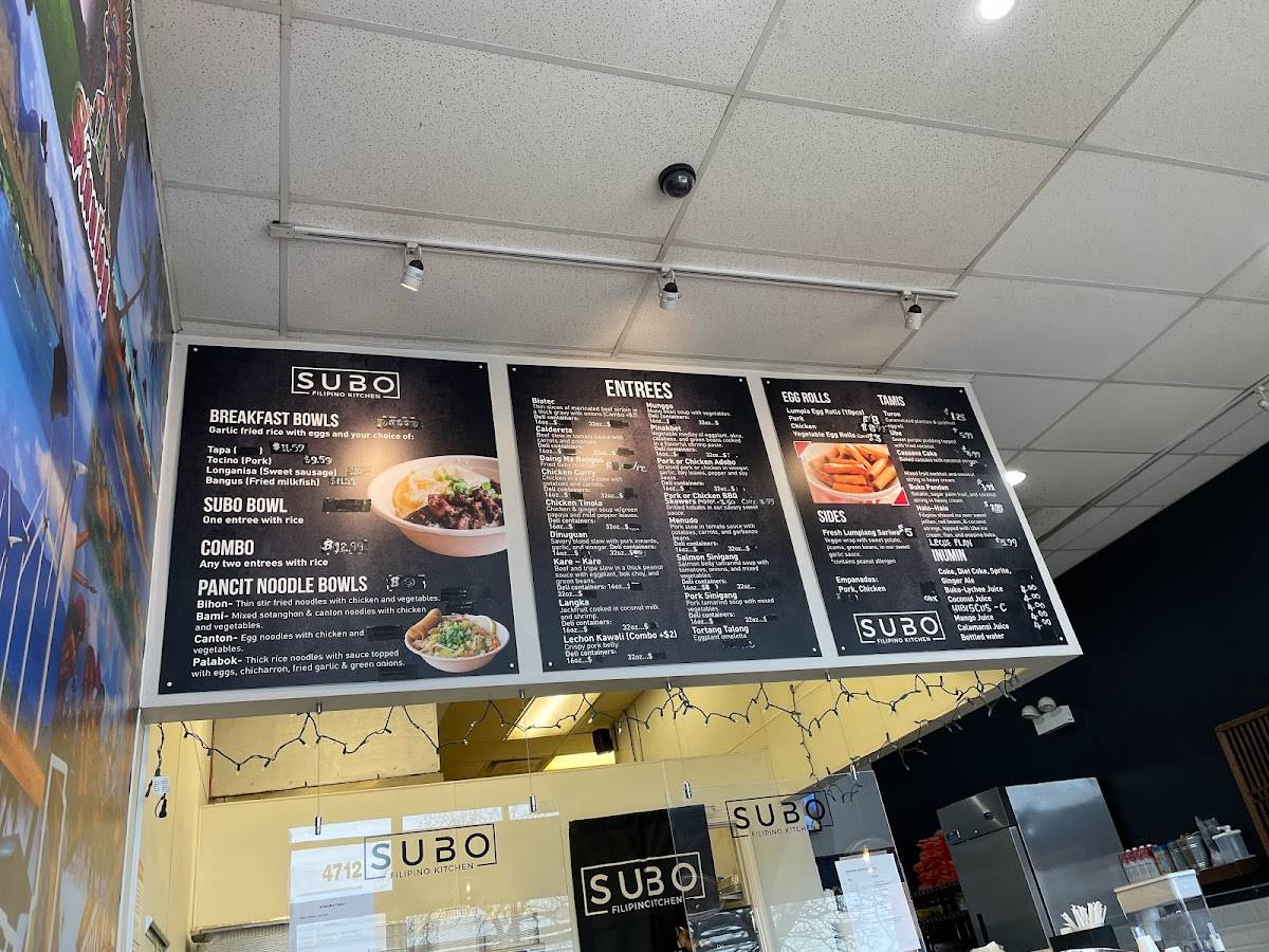Menu at SUBO Filipino Kitchen restaurant, Chicago