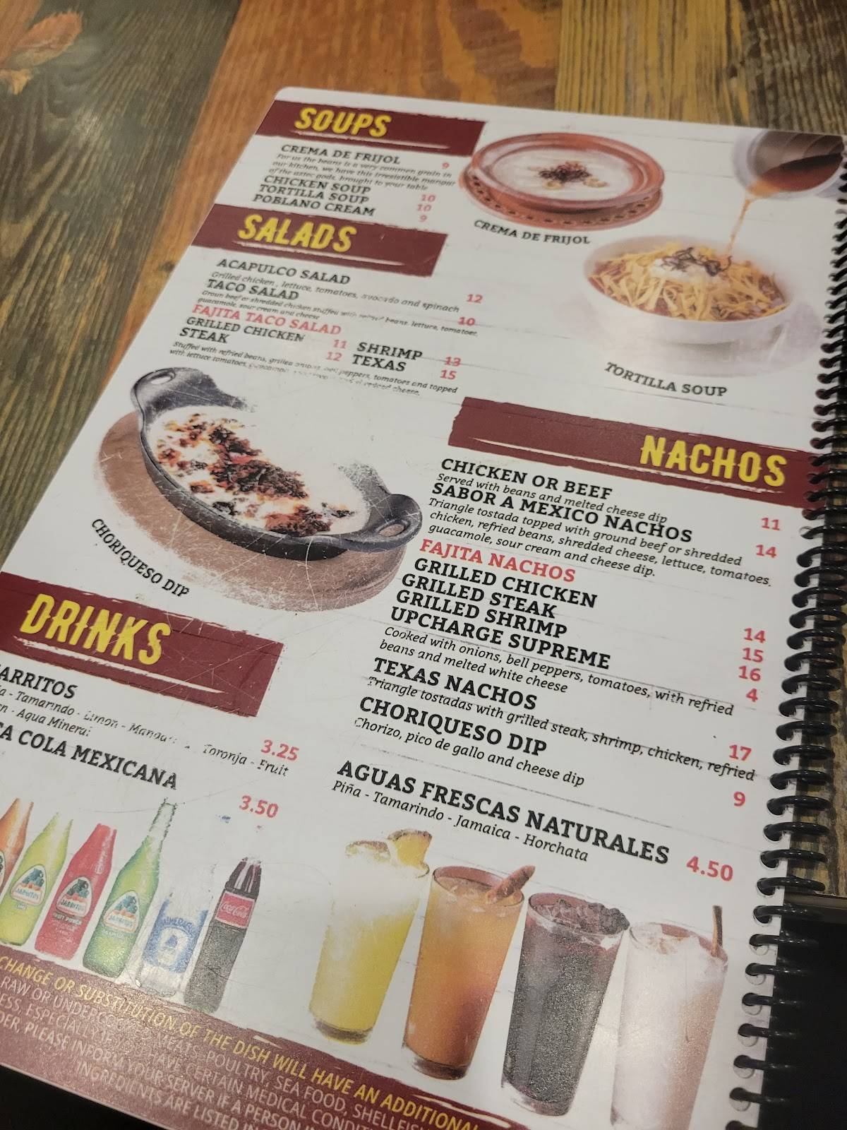 Menu at sabor a mexico restaurant fairburn