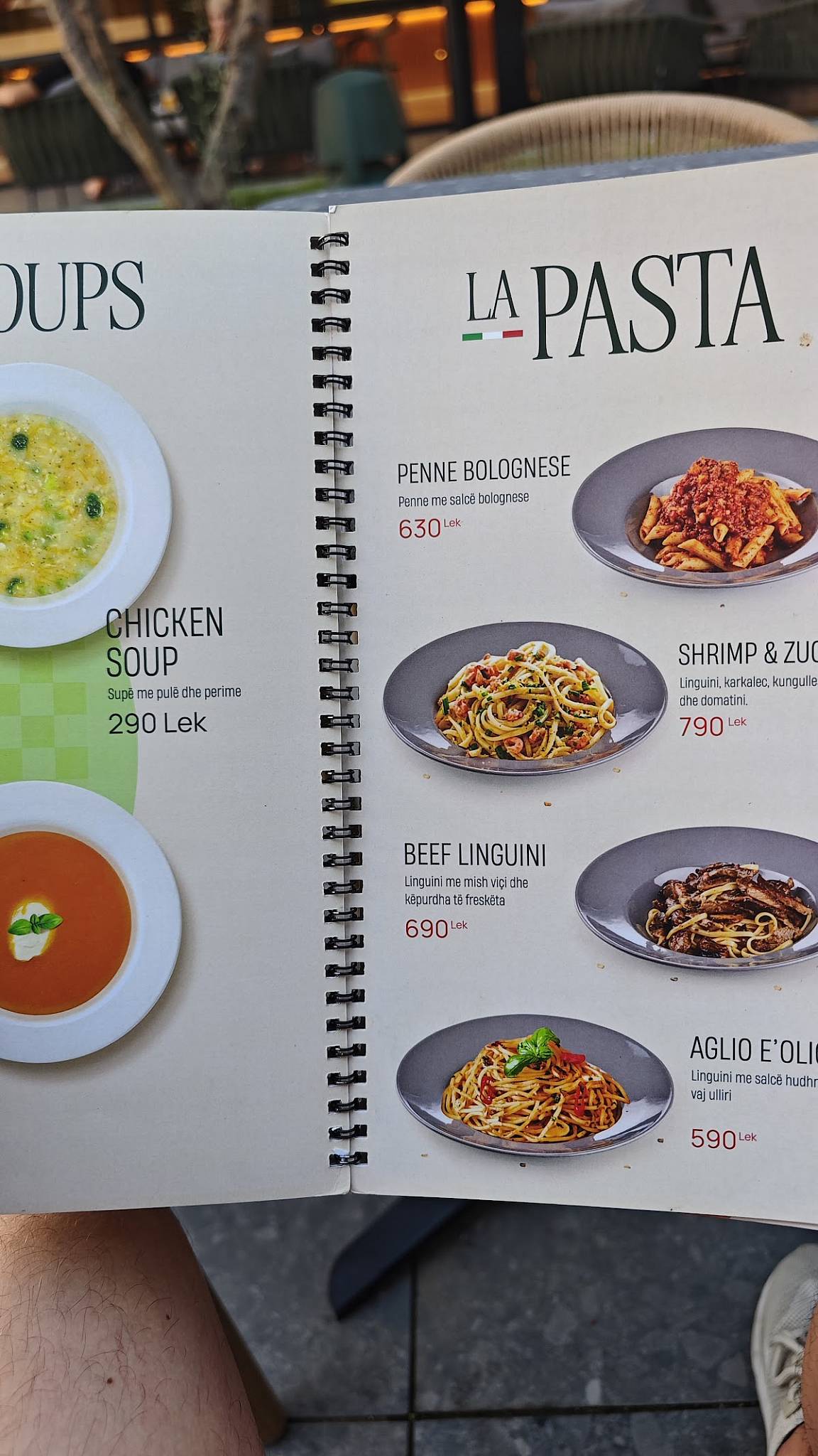 Menu at Sach Pizza restaurant, Tirana