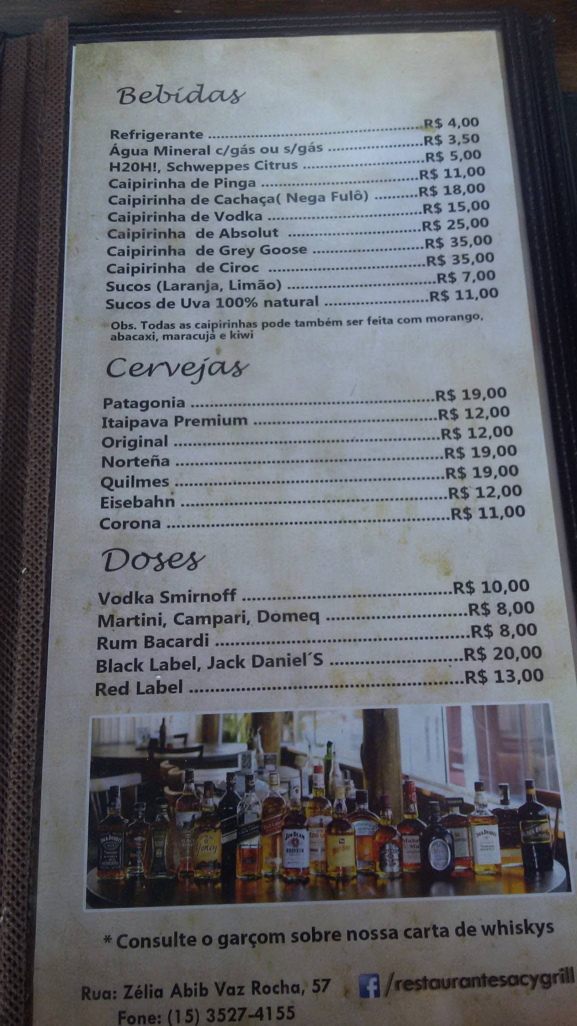 Sacy Grill Restaurante cardápio