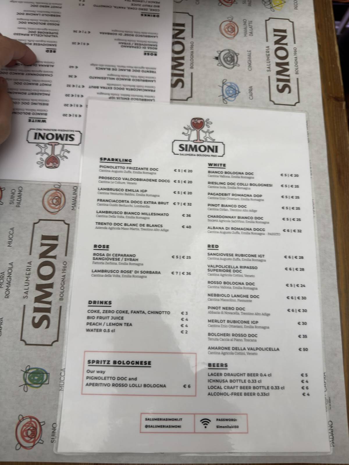 Menu di Salumeria Simoni Laboratorio 