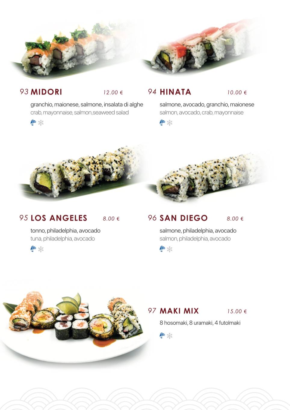 Menu di Samurai Sushi 