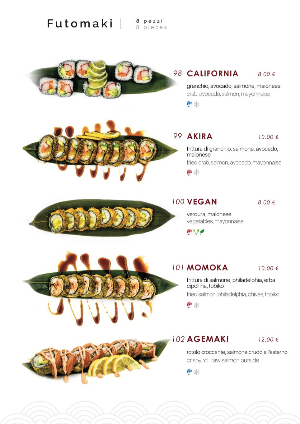 Menu di Samurai Sushi 