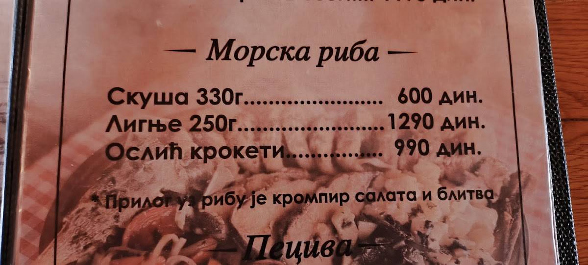 Menu de Šaran