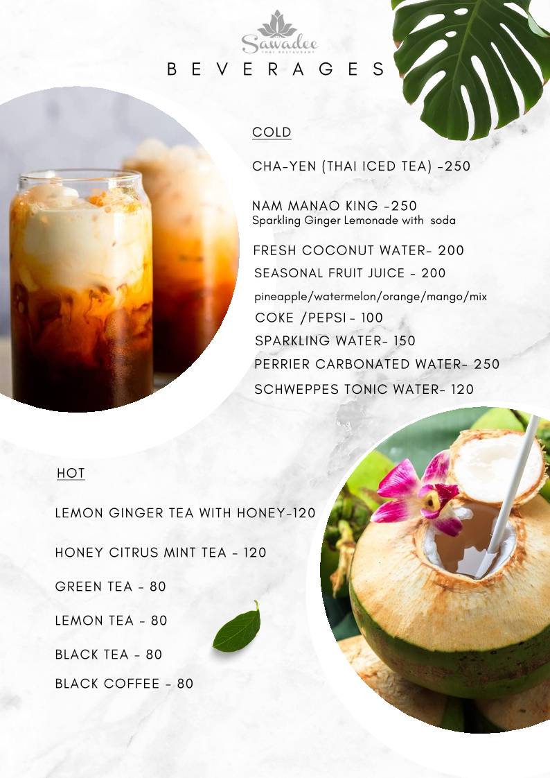 Sawadee Restaurant menu