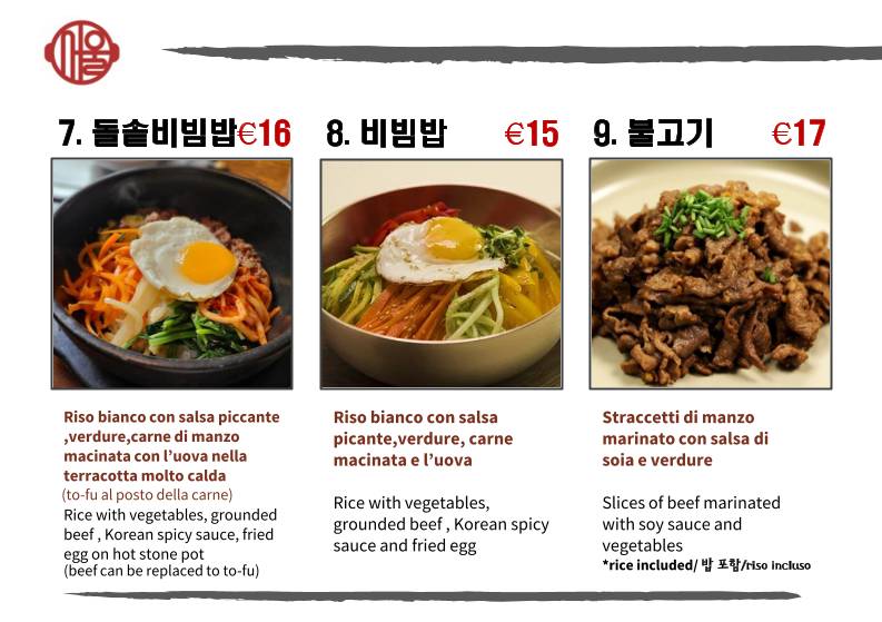 Menu di Ristorante Seoul 서울식당 