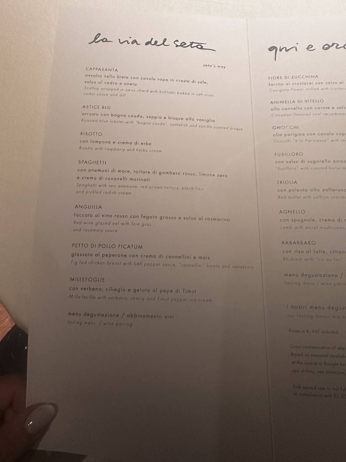 Menu de Seta by Antonio Guida