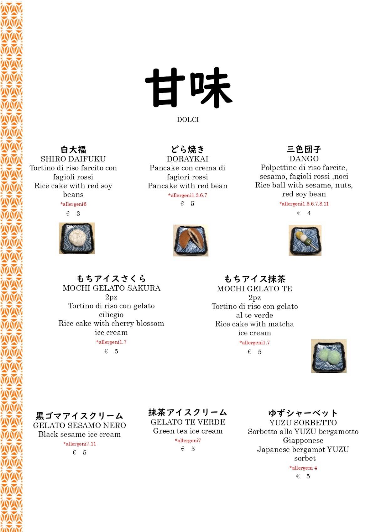 Menu di Ristorante Shiro 