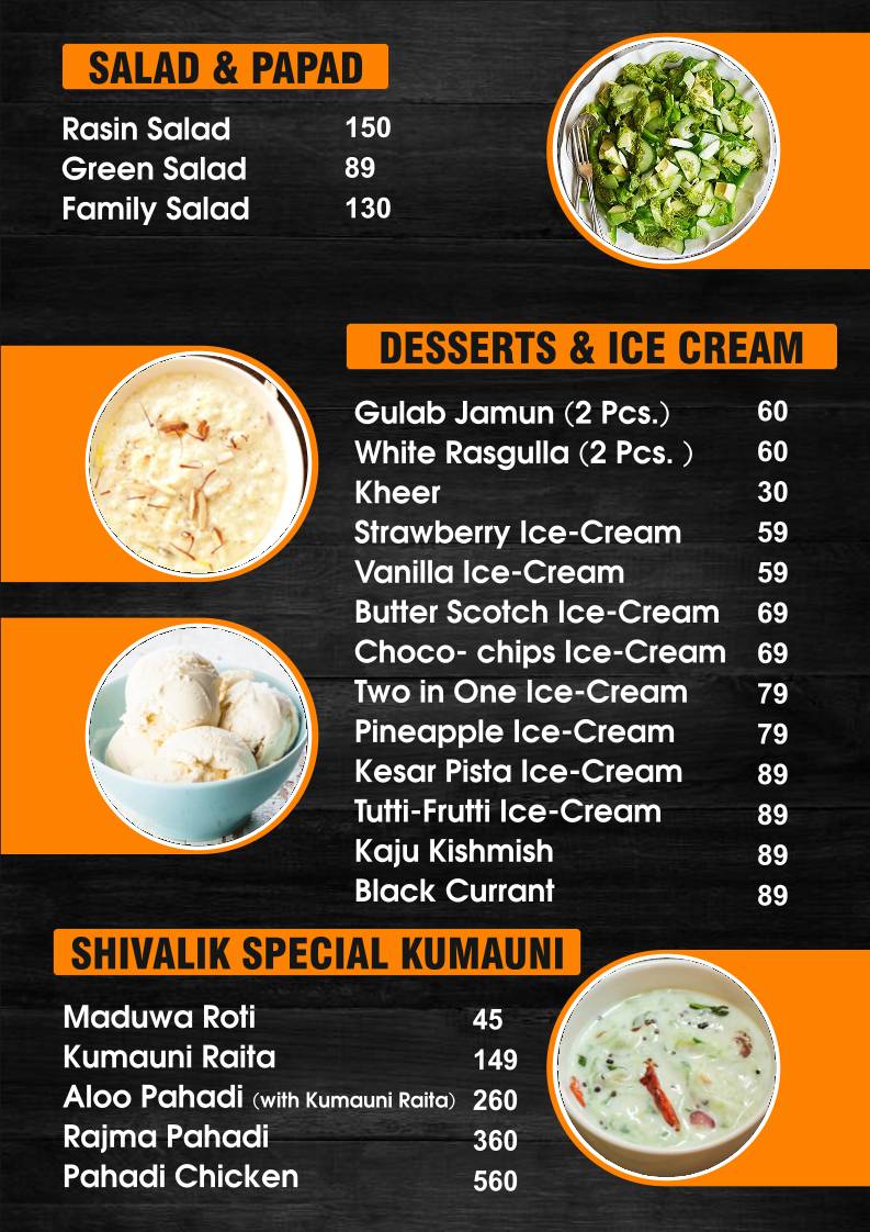 Shivalik Restaurant and Event Planners menu