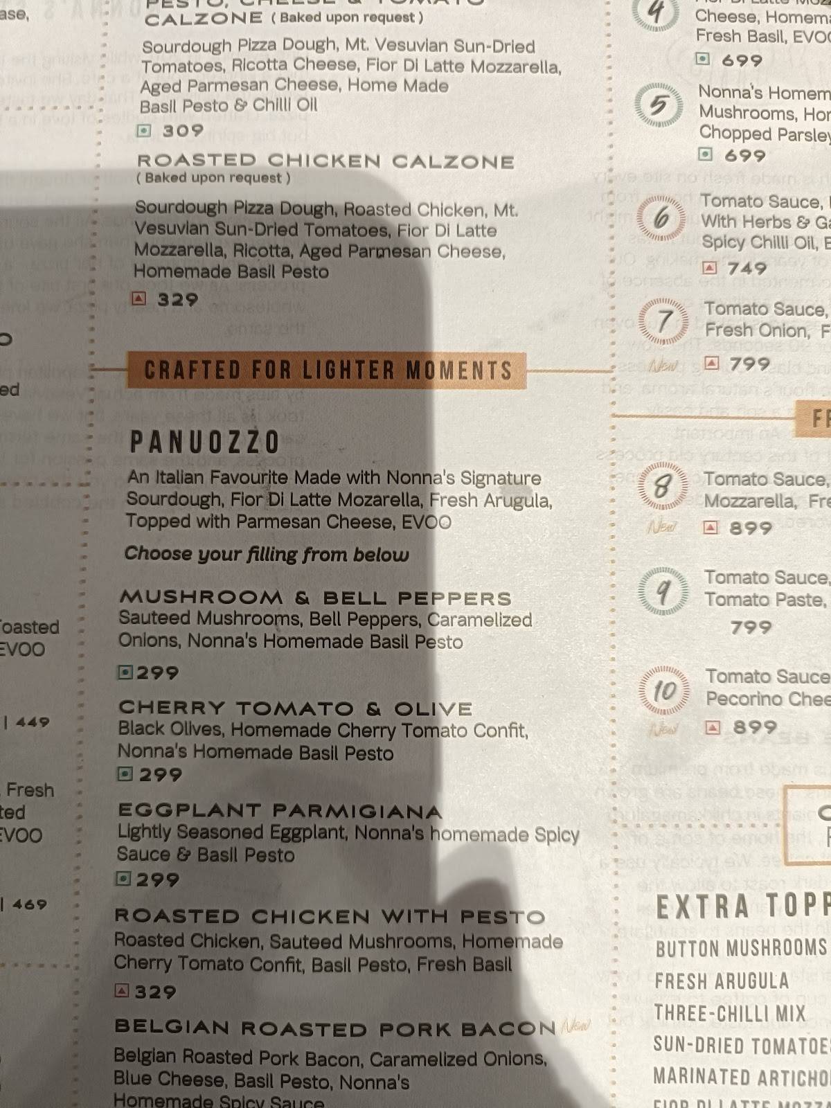 Si Nonna's - The Original Sourdough Pizza Inorbit Mall, Vashi Navi Mumbai menu