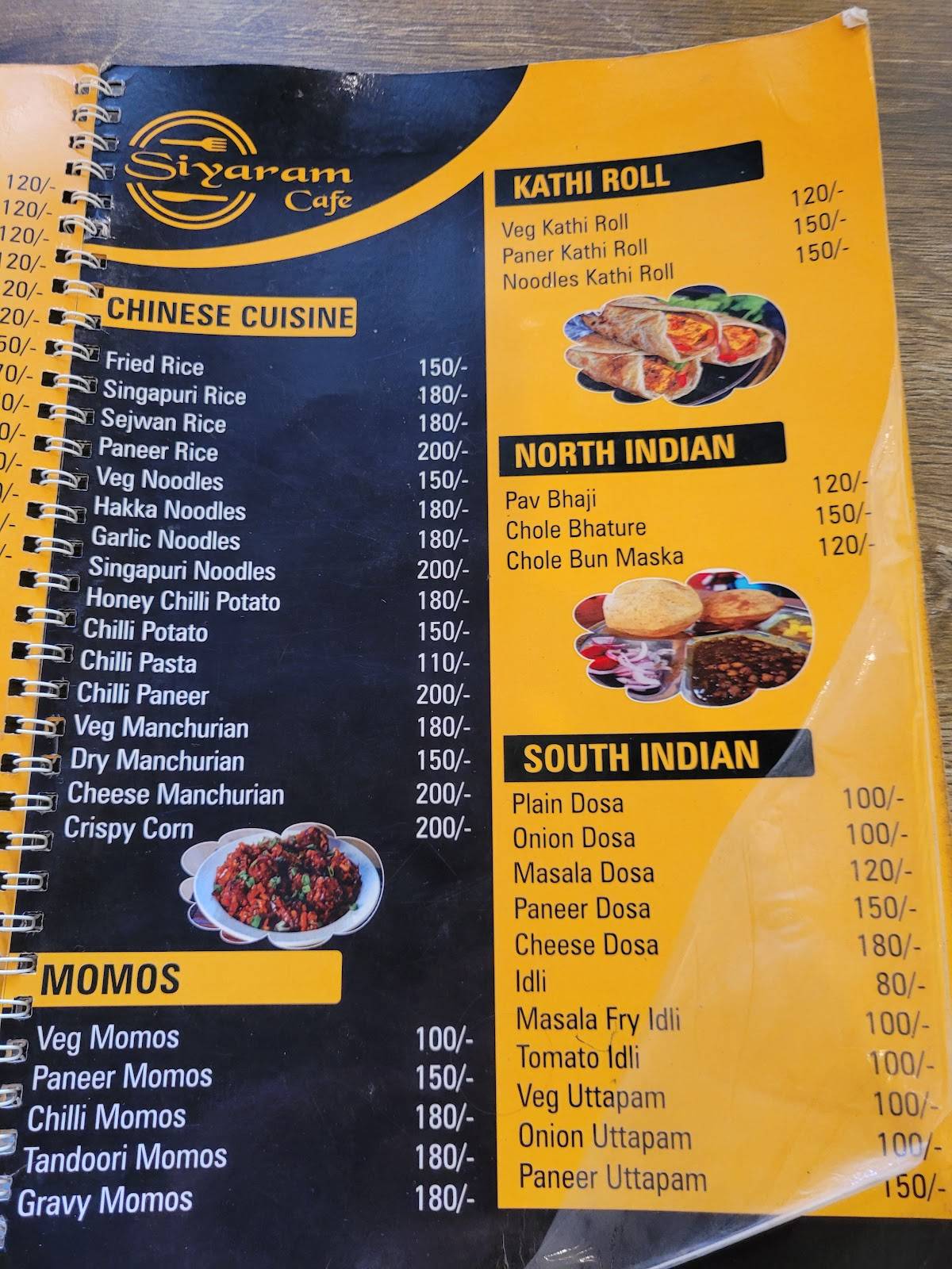 Siyaram cafe & restaurant orchha (Best restaurant in orchha) menu