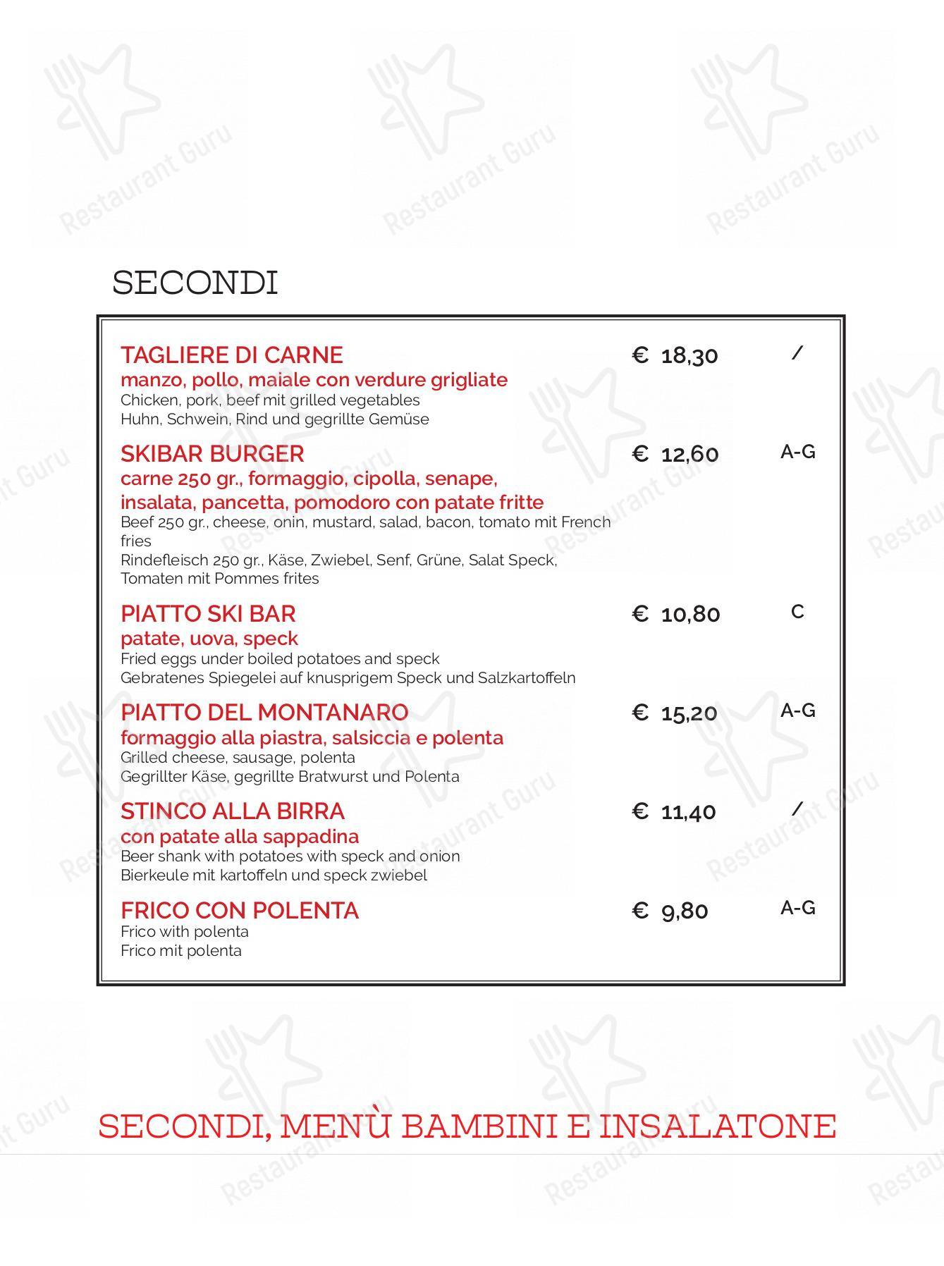 Menu di SKIBAR SAPPADA RISTORANTE PIZZERIA HAMBURGERIA GOURMET asporto - Takeaway Menu