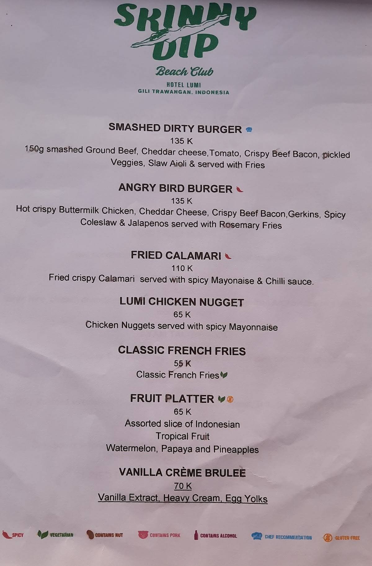 Carta de Skinny Dip Sunset Club, Indonesia