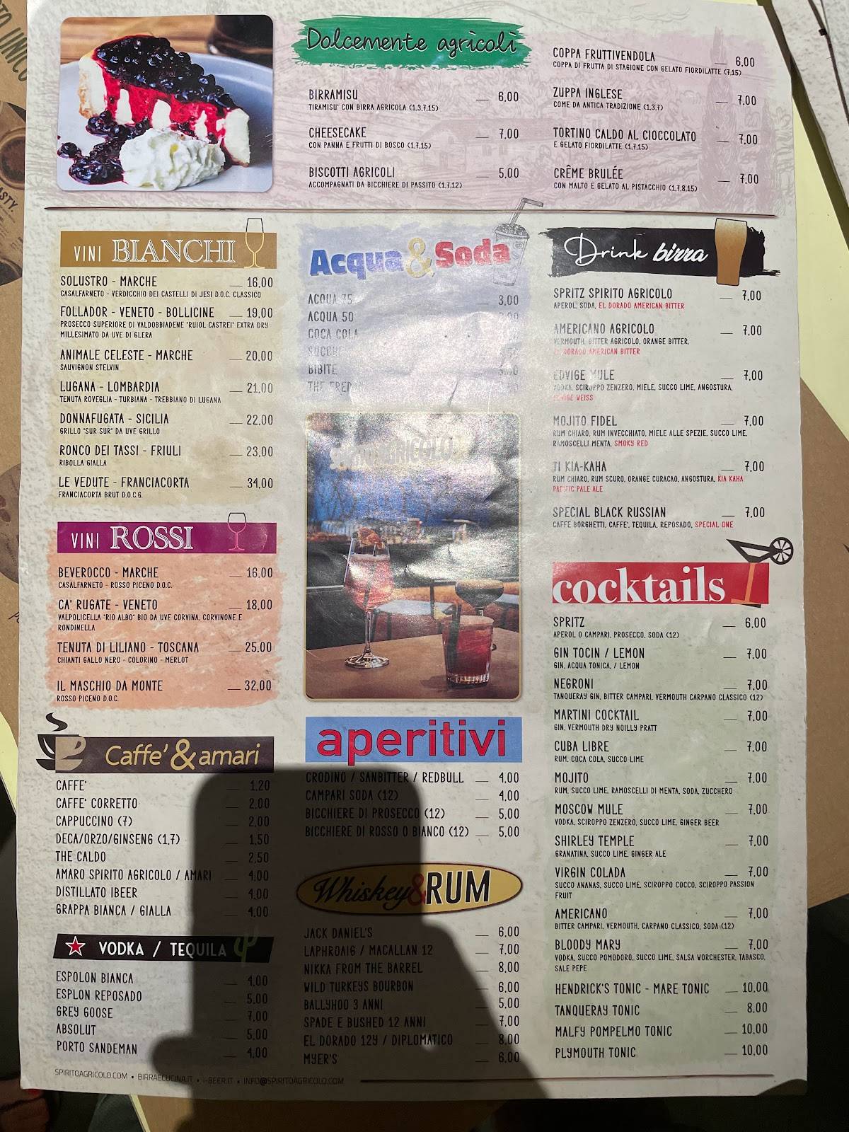 Menu di Spirito Agricolo Rimini 