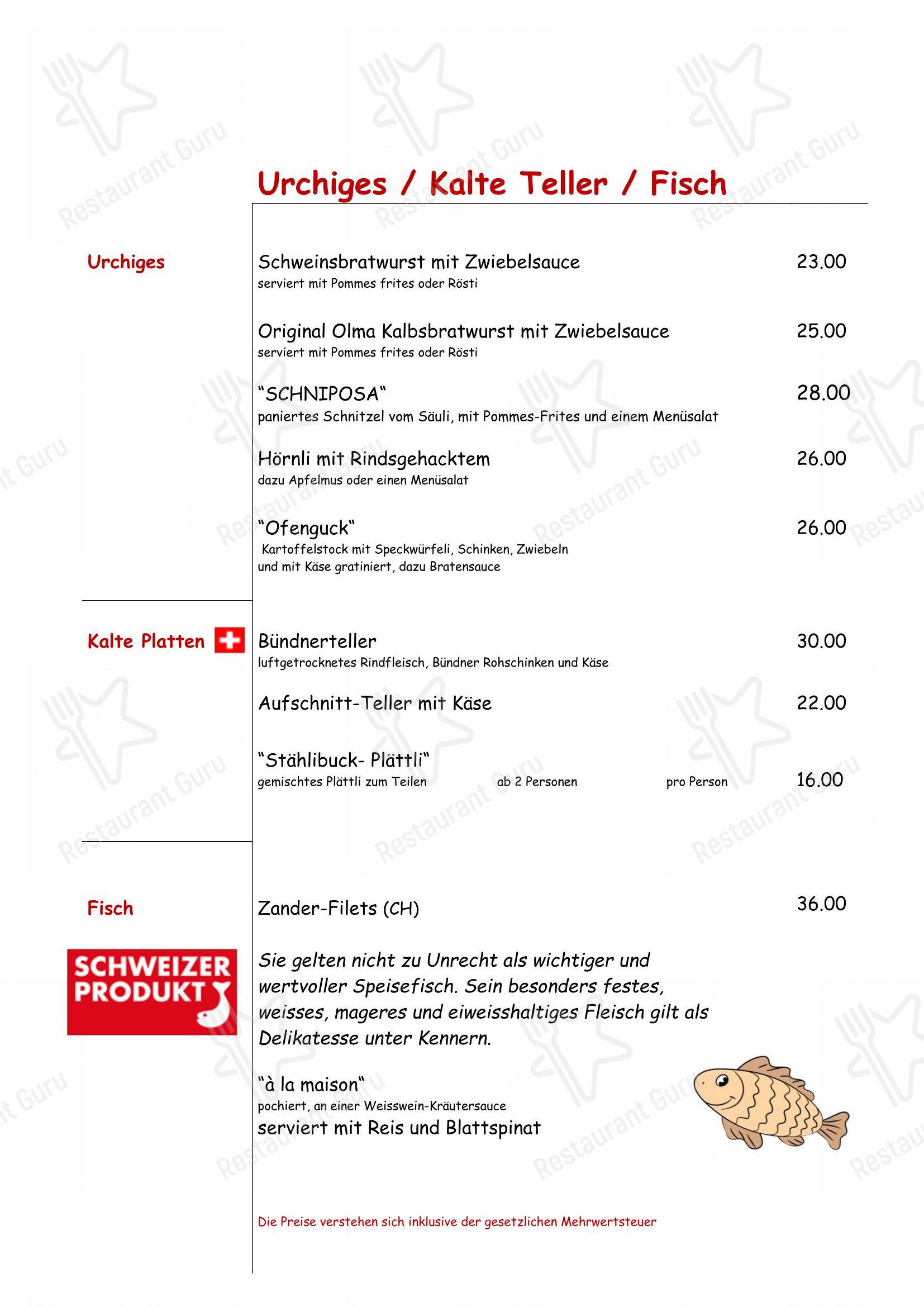 Restaurant Stählibuck in Frauenfeld - Menu bar