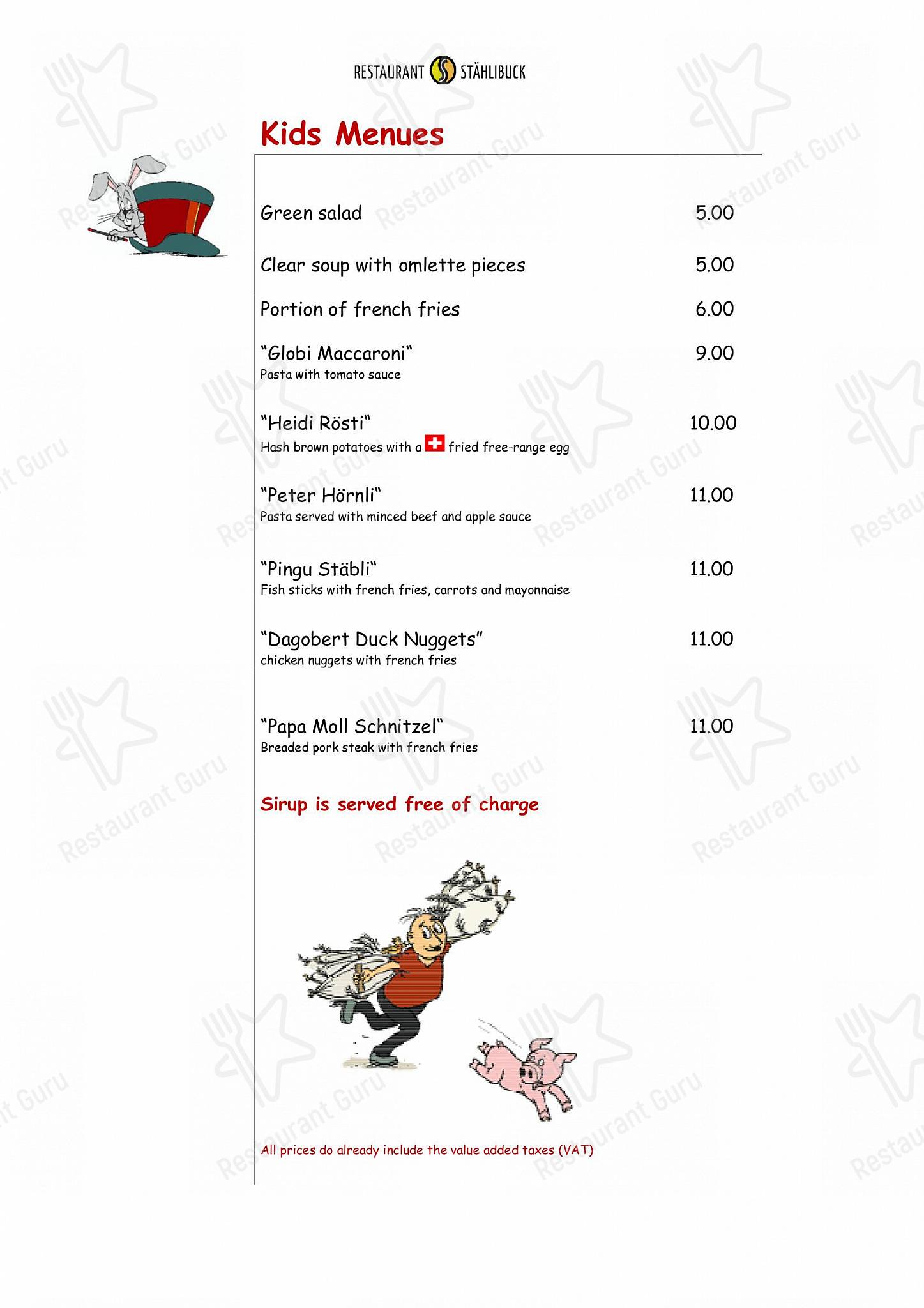 Restaurant Stählibuck in Frauenfeld - Menu