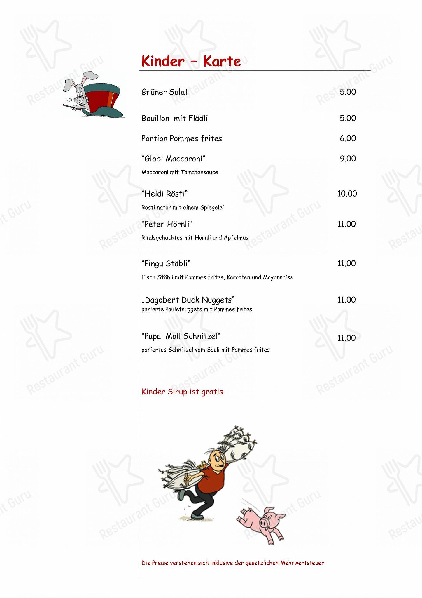 Restaurant Stählibuck in Frauenfeld - Menu