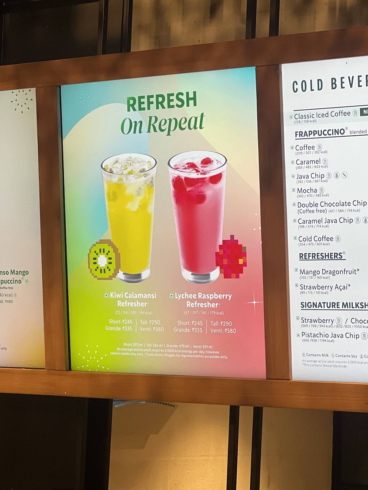 Starbucks menu