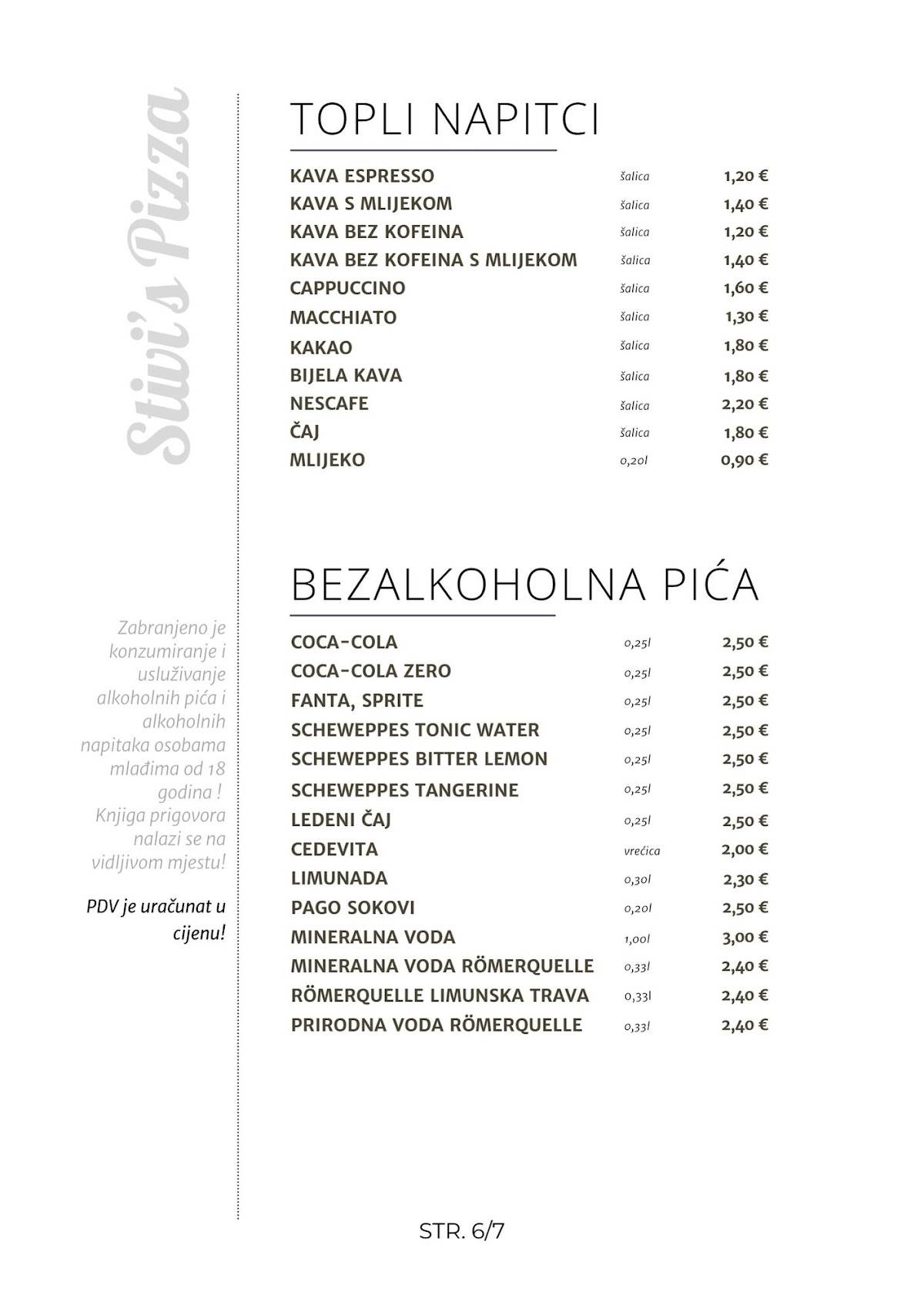 Menu di Stivi's Pizza 