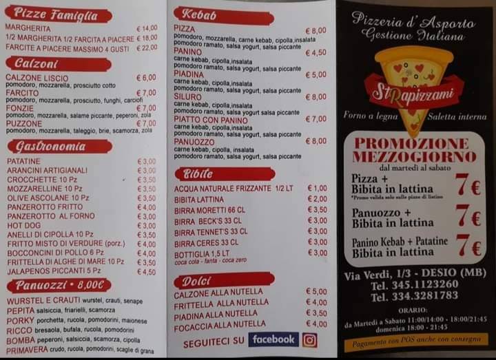 Menu di Strapizzami Desio 