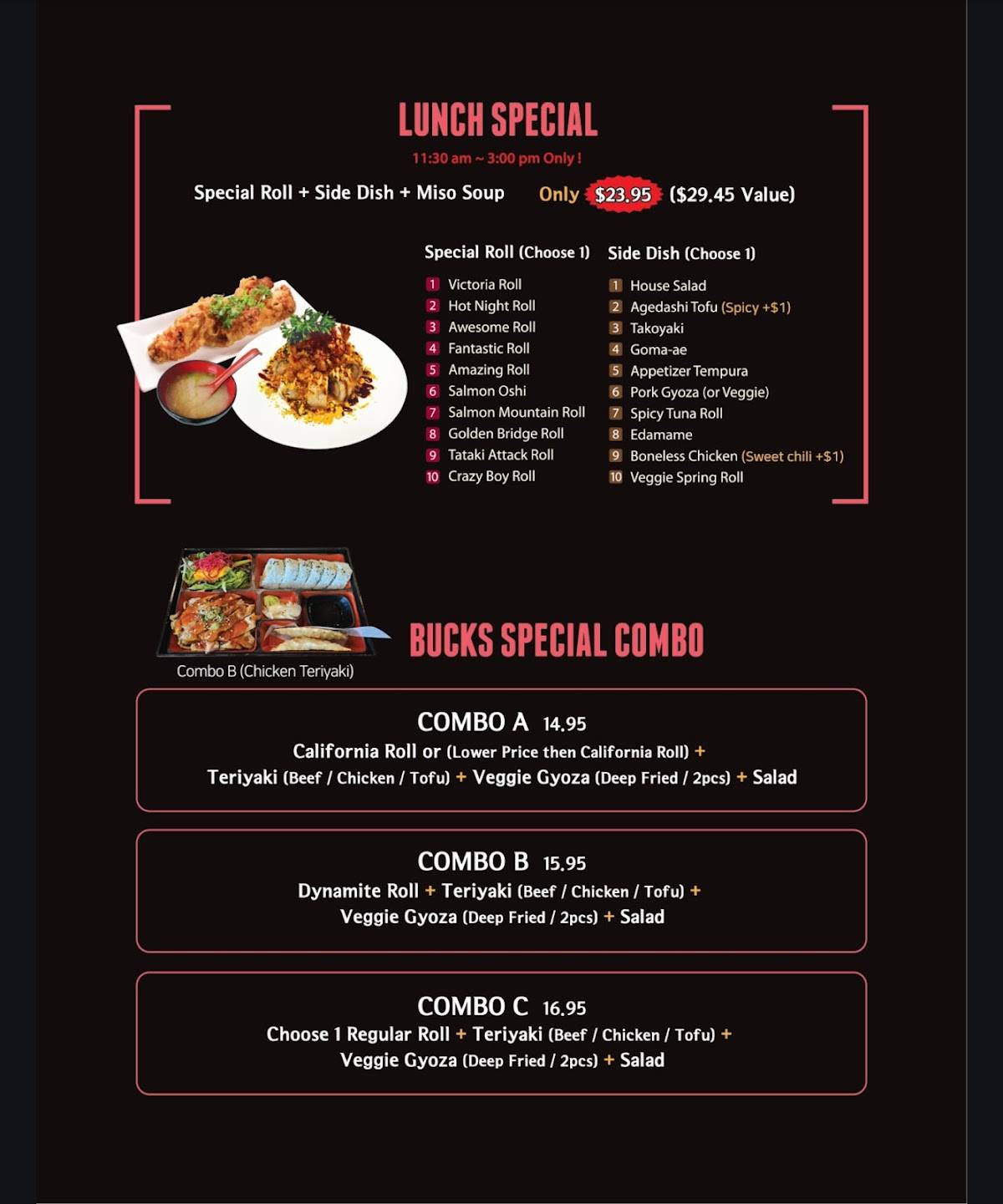 Menu de Sushi Bucks Japanese Restaurant