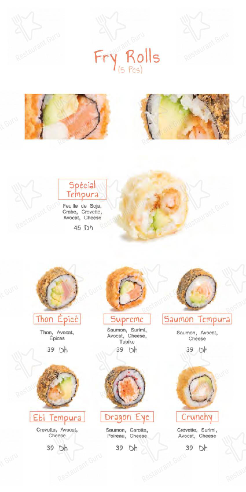Menu pour Sushi house Hay Riad