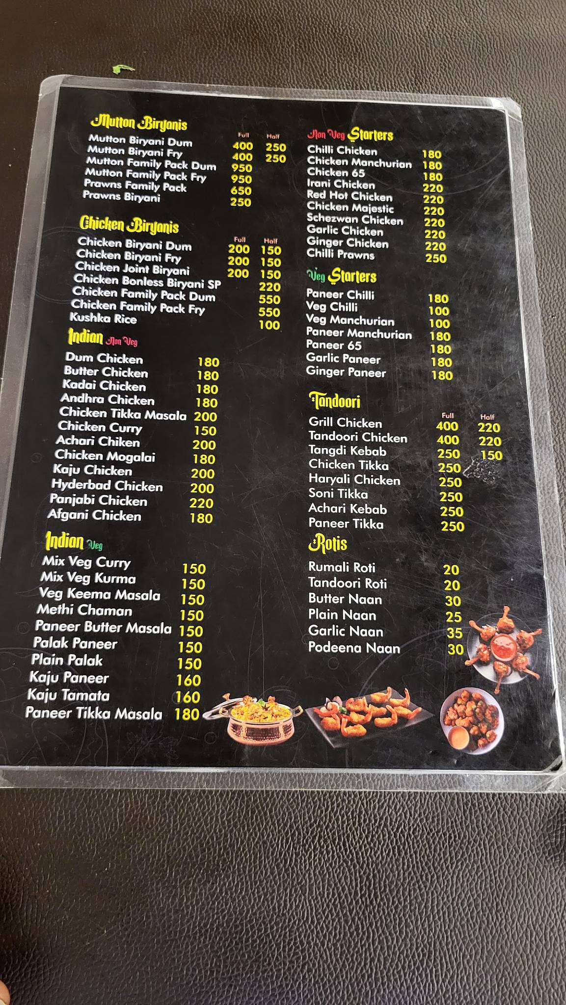 Syed Royal family restaurant menu