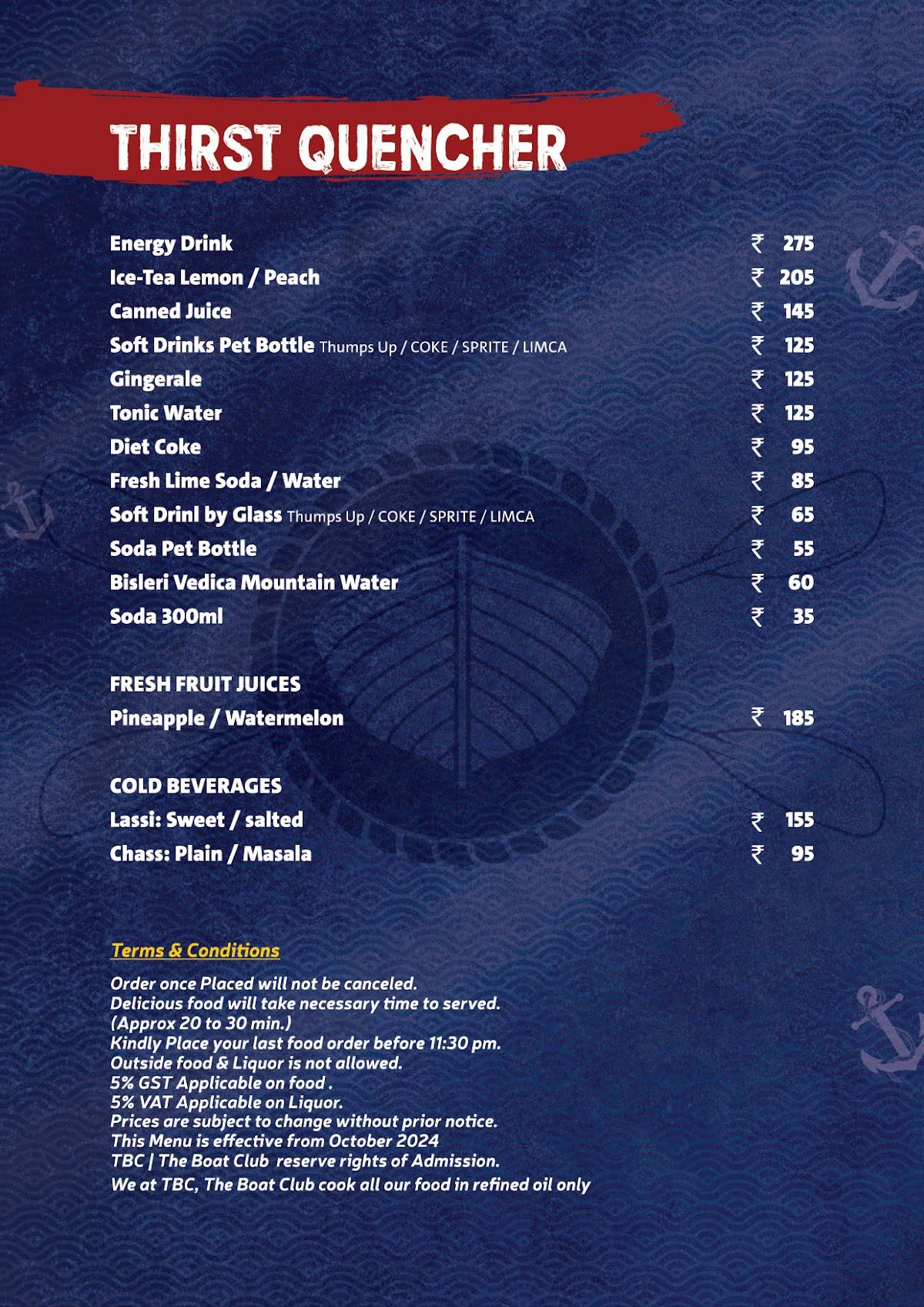 TBC The Boat Club Restaurant and Bar Mira Road menu