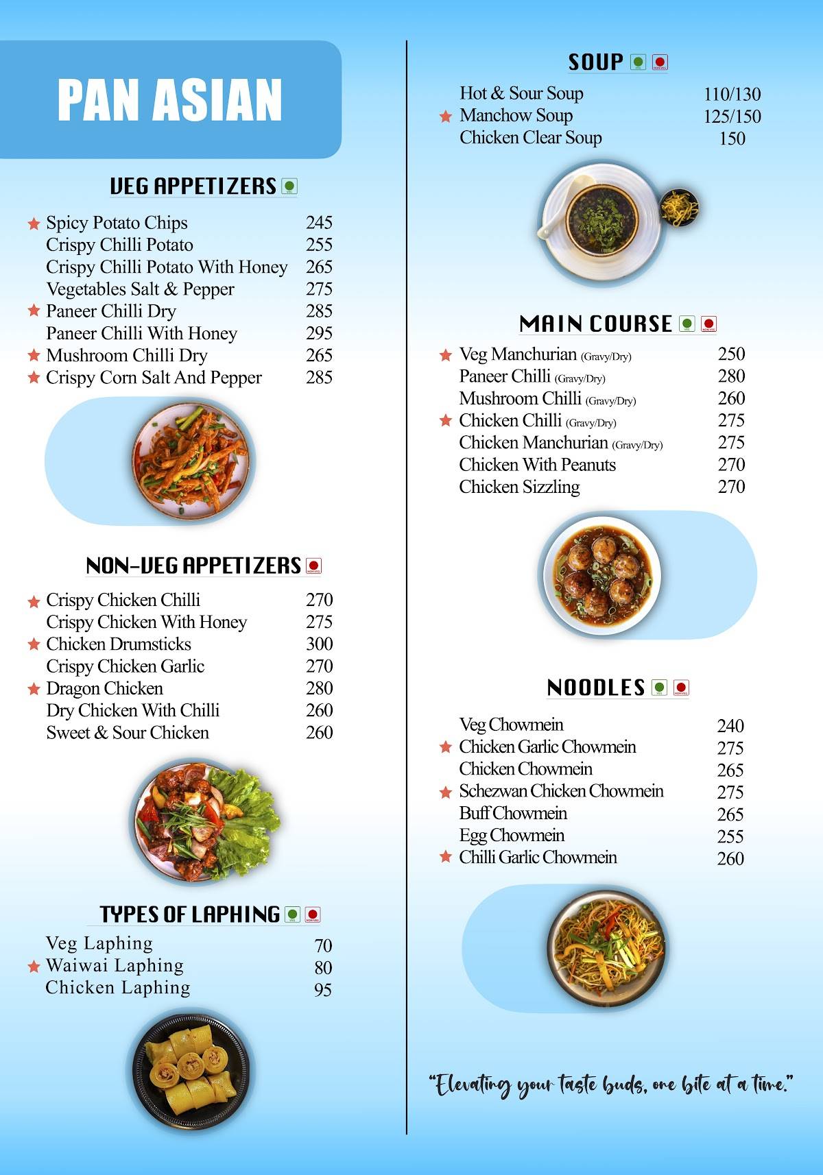 THE ROOF SKY RESTAURANT & CAFE menu